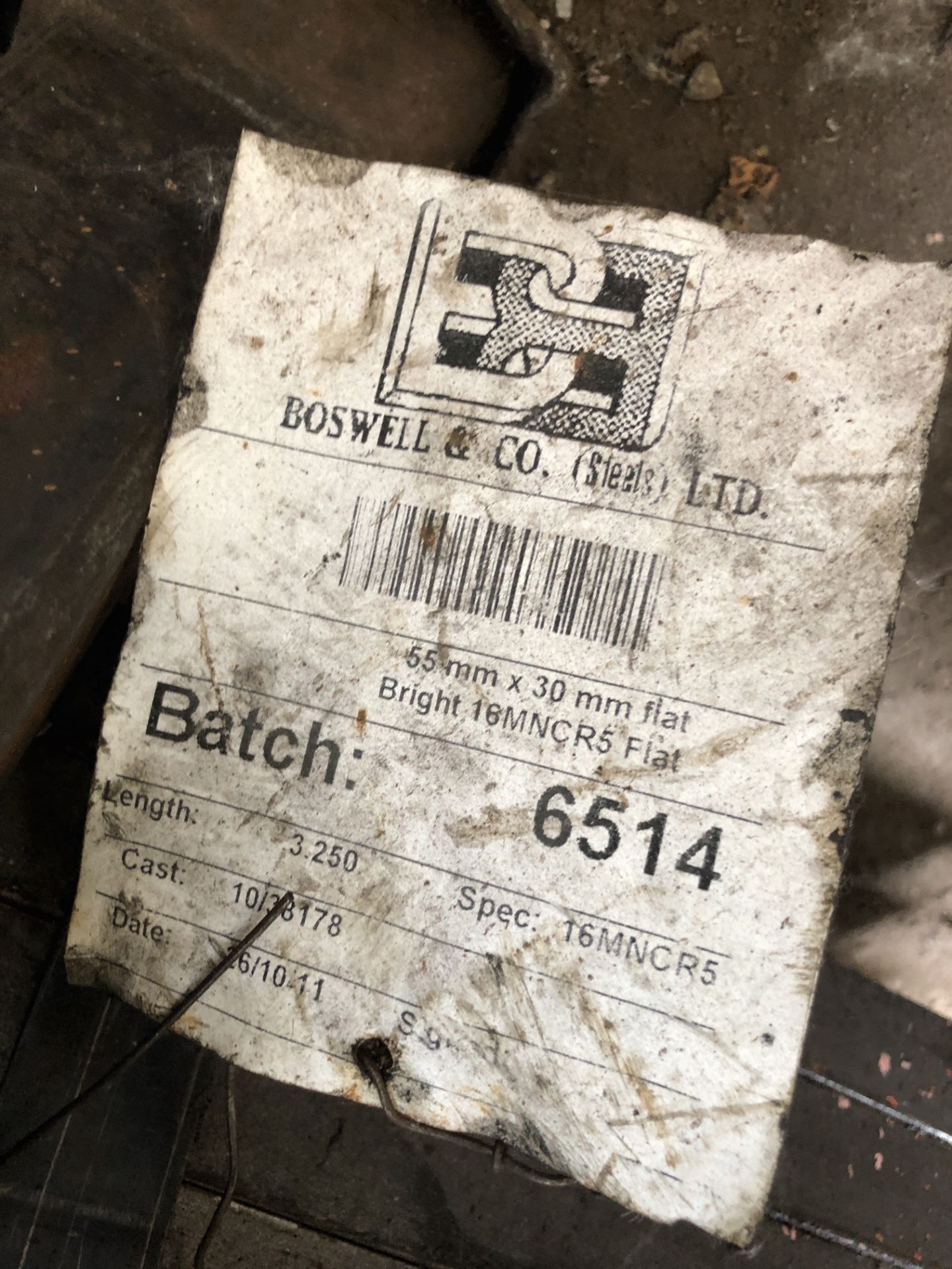 Batch 6514 - 26 Bars x 55mm x 30mm Flat Bright 16MNCR5 Flat Steel, Cast 10/38178, Length 3.250m