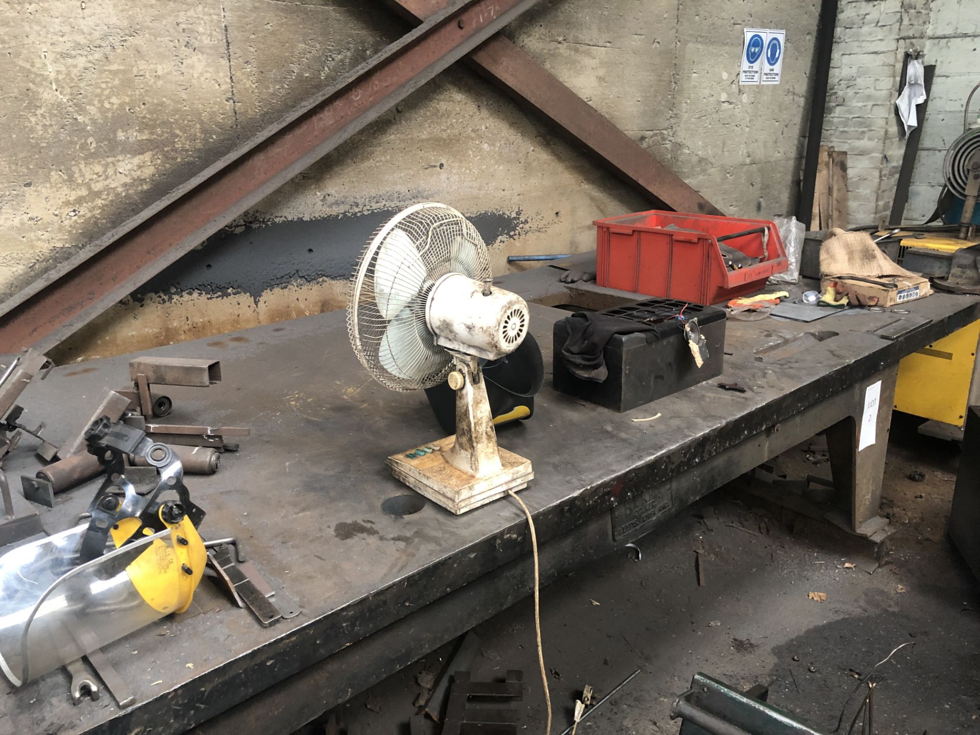 Welded Mild Steel Henry Berry Welding Bench with Cut Out & Vice Approx 11.5ft X 5ft - Image 6 of 6