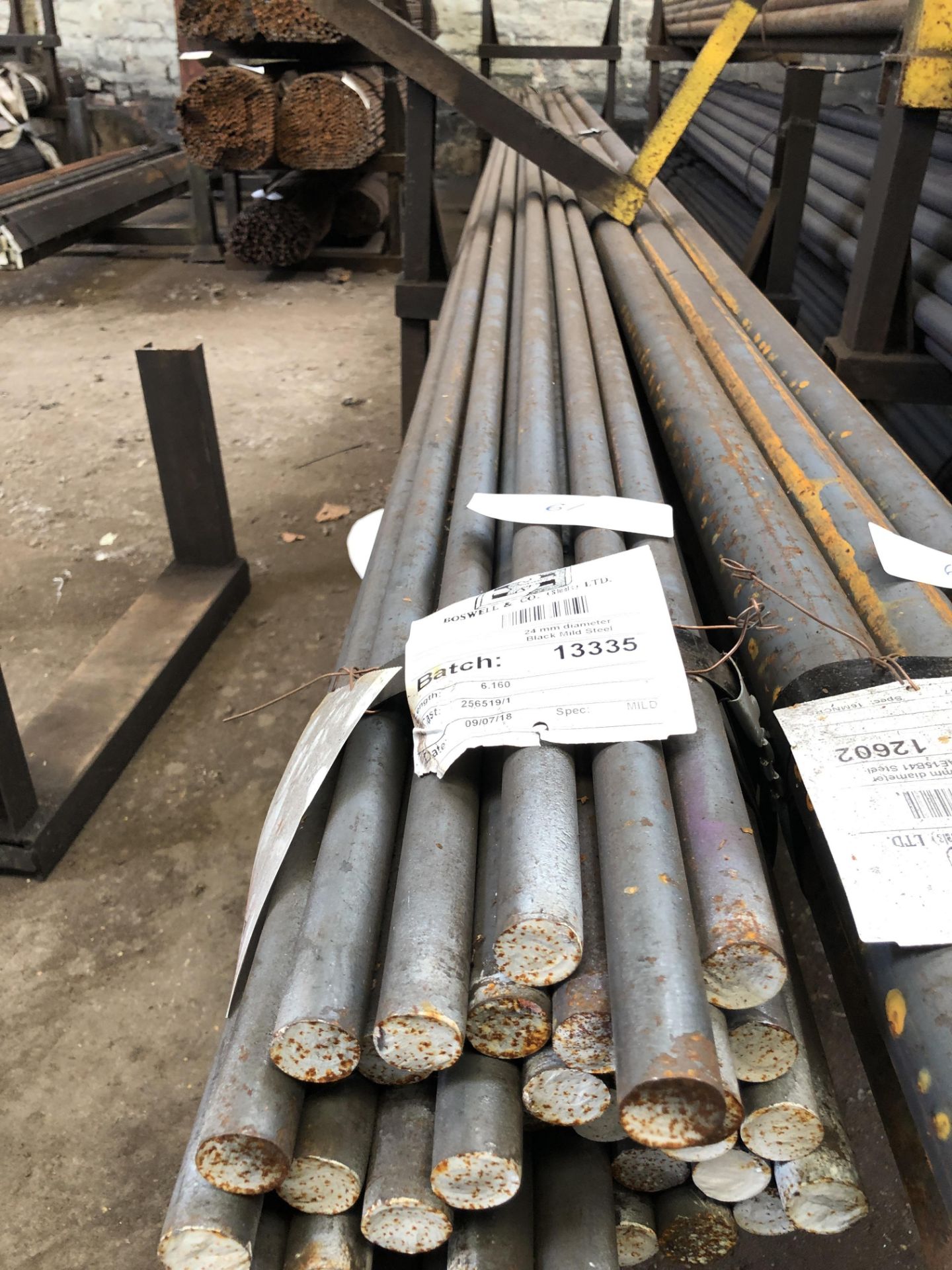 Bundle of - Batch 13335 - 24mm Diameter Black Mild Steel Rods, Length 6.160, Cast 256519/1 date 09/ - Image 3 of 4