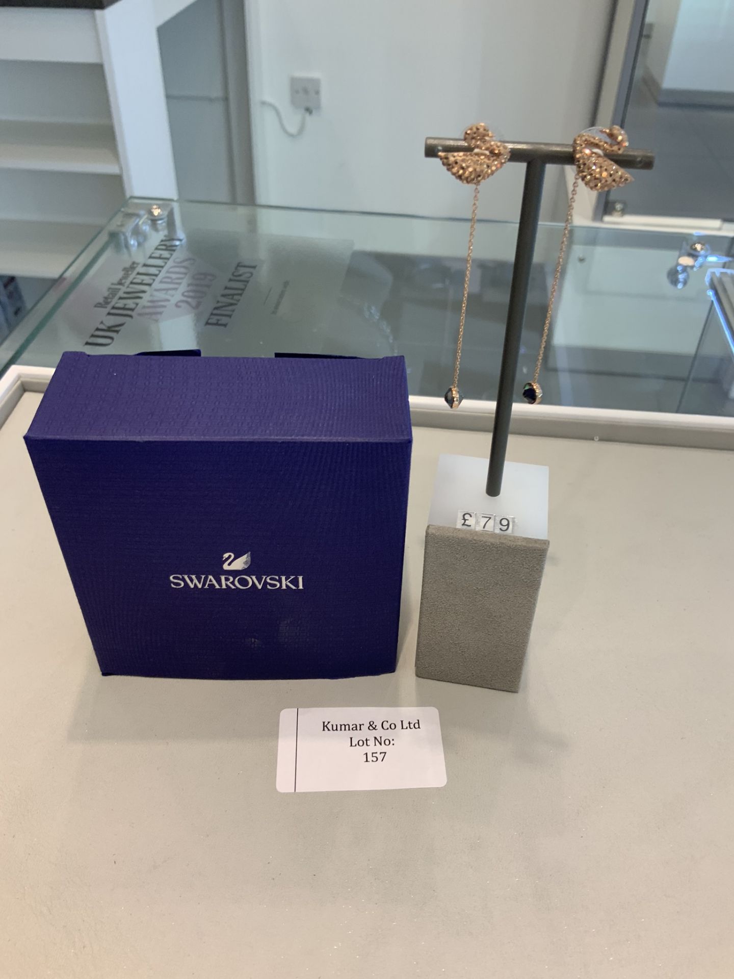 Swarovski Crystal Iconic Swan Rose Gold Earrings RRP £79