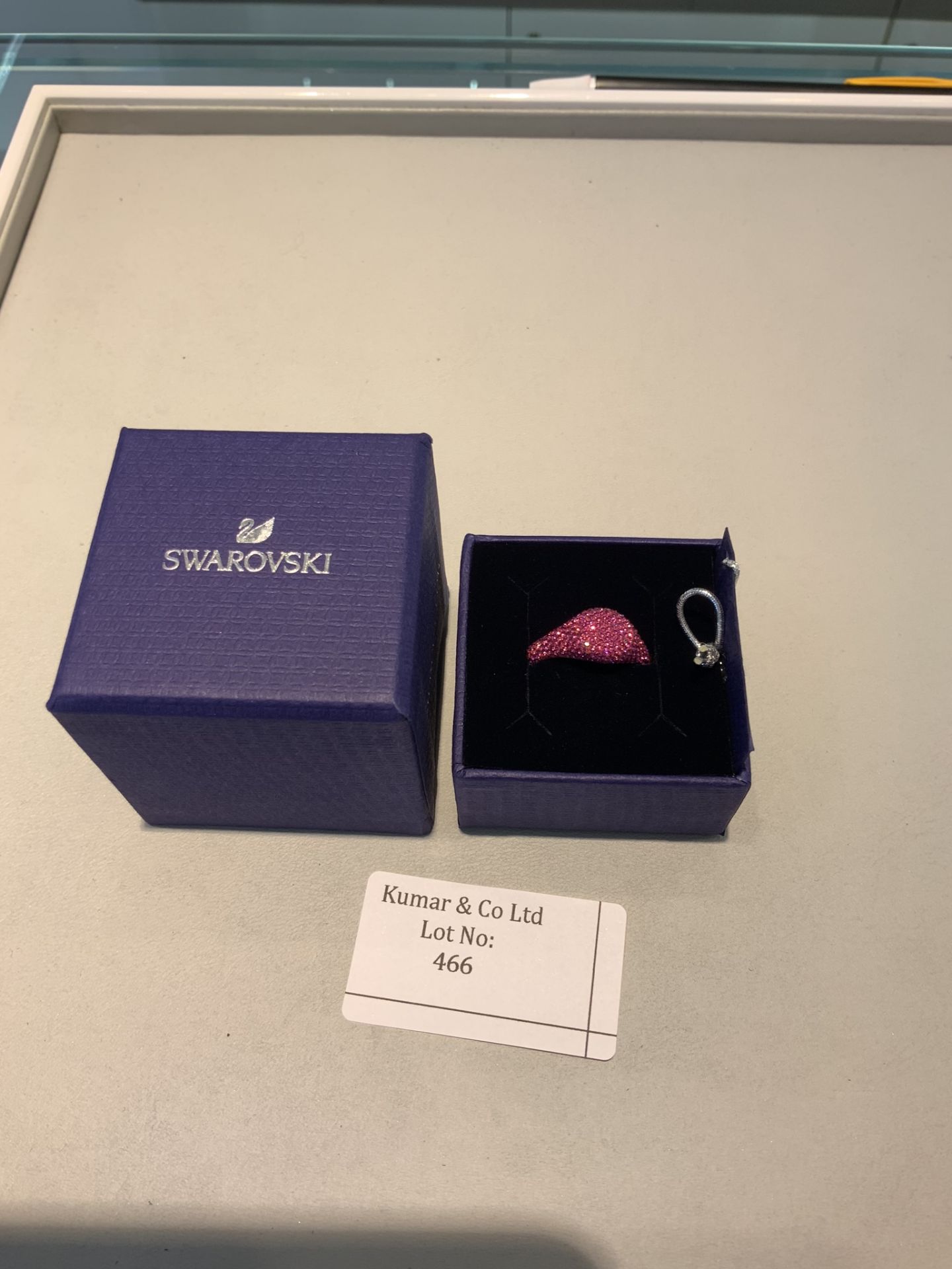 Swarovski Crystal Pink Rose Gold Stone Signet Ring RRP £119