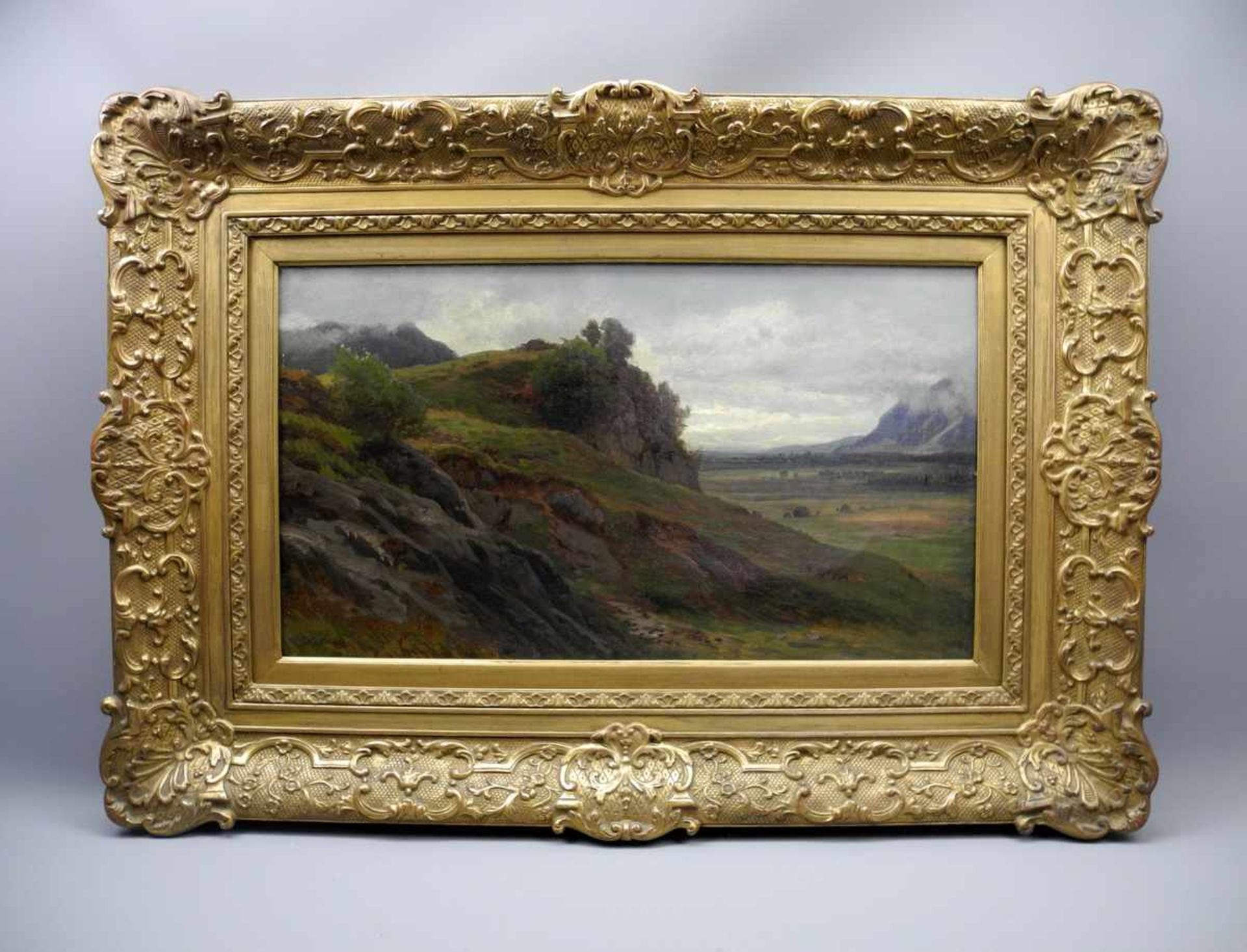 Gottlieb Daniel Paul Weber, 1823 Darmstadt - 1916 MünchenÖl/Leinwand. Ölstudie: Blick auf einen - Bild 2 aus 2