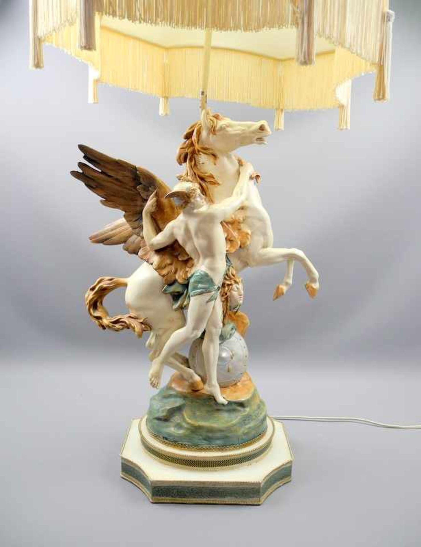Emile Louis Picault, 1833 - 1915 FrankreichMetall, polychrom bemalt. Perseus mit Pegasus und dem
