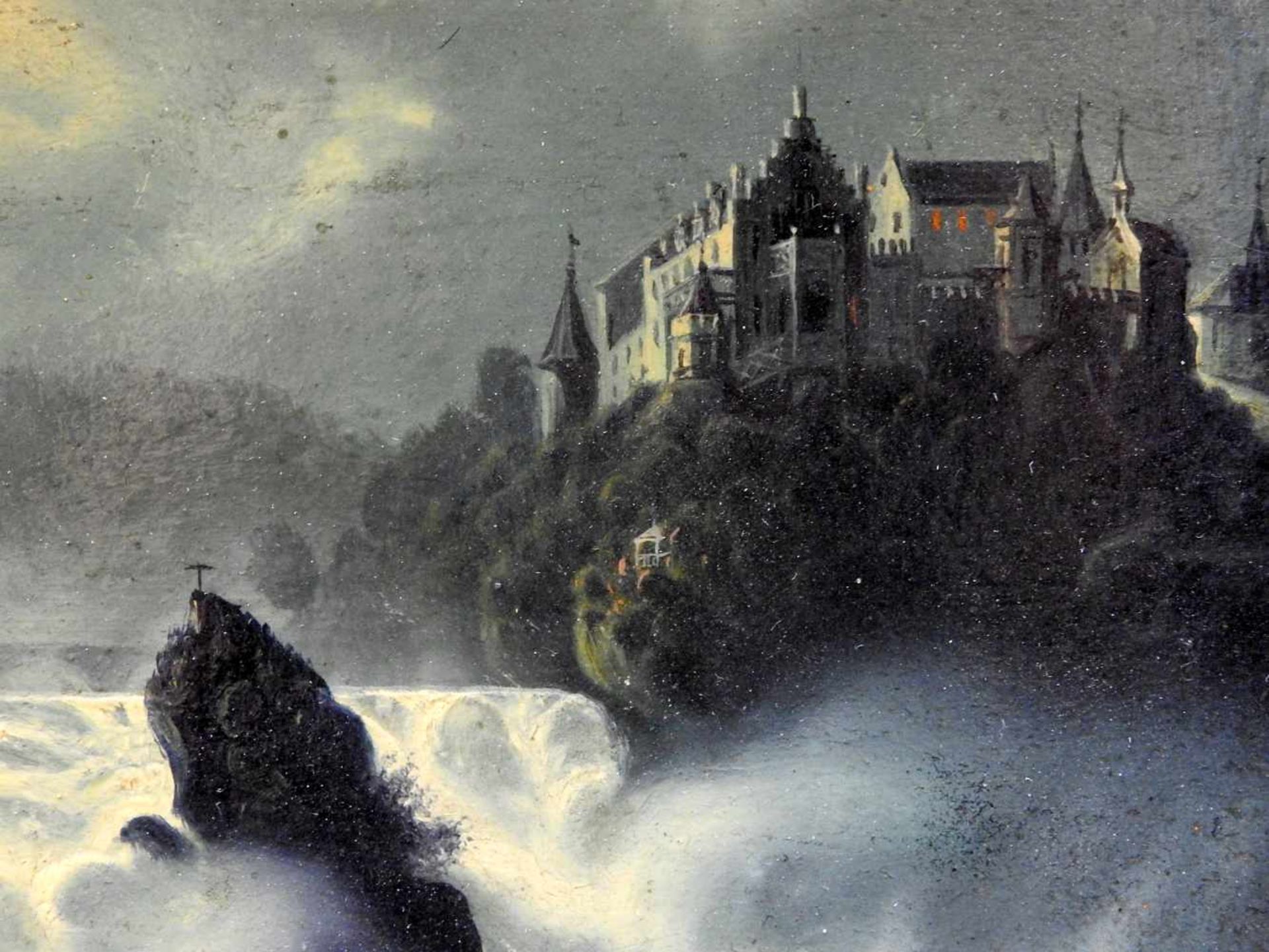 Der Rheinfall bei Schaffhausen im MondlichtÖl/Hartfaserplatte. In Blautönen gehaltene Darstellung - Bild 5 aus 6