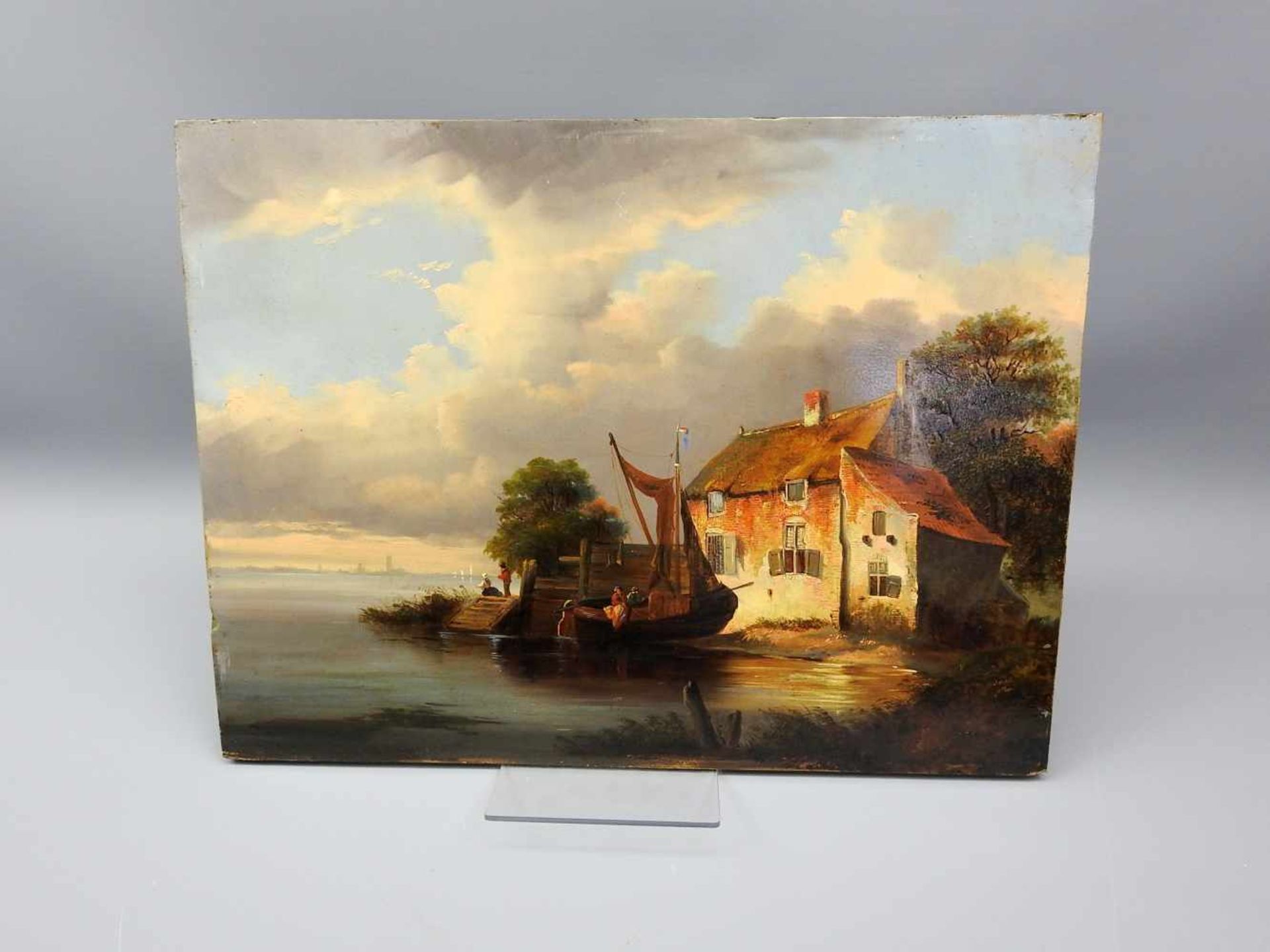 Jan Hermann Barend Koekkoek, 1840 Amsterdam - 1912 HilversumÖl/Holz. Idyllische Fischerszene. Als - Bild 2 aus 4