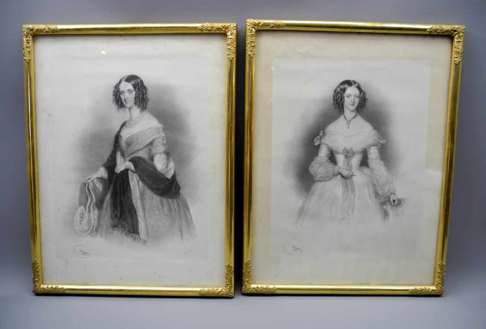 Joseph Kriehuber, 1800 Wien - 1876 ebendaLithografie/Papier, auf Karton aufgebracht. Zwei Porträts