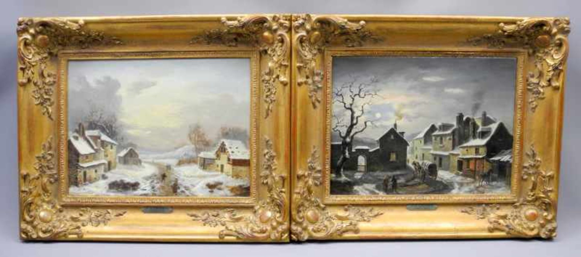 Francois Alphonse Cassard, 1787 - 1842 FrankreichÖl/Leinwand. Gegenstücke: Winterliche Dorfszenen