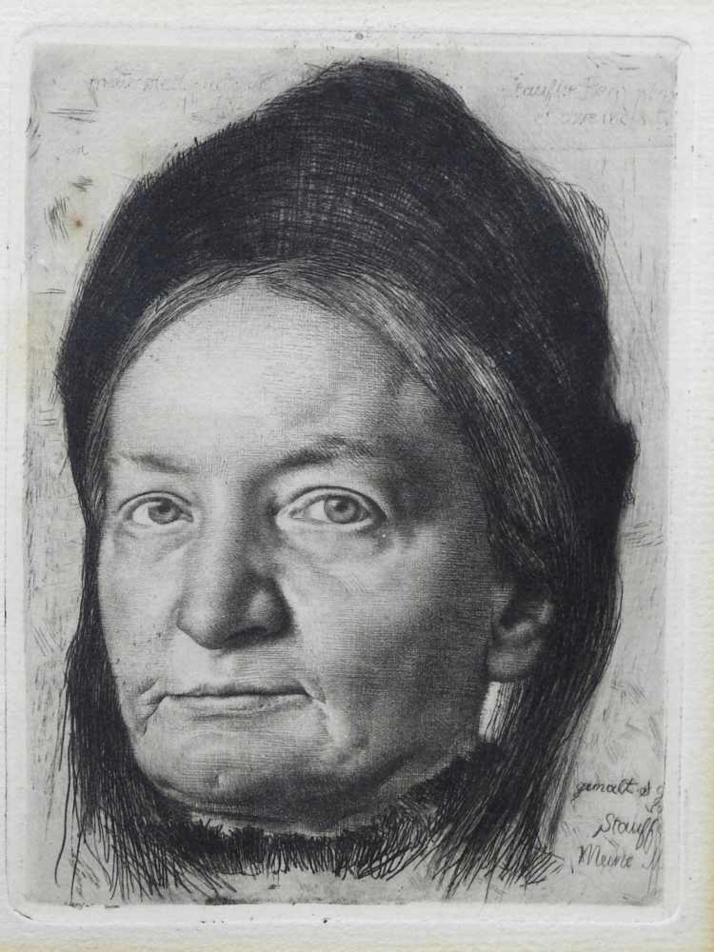 Karl Stauffer-Bern, 1857 Trubschachen - 1891 FlorenzRadierung/Papier. Bildnis der Mutter des