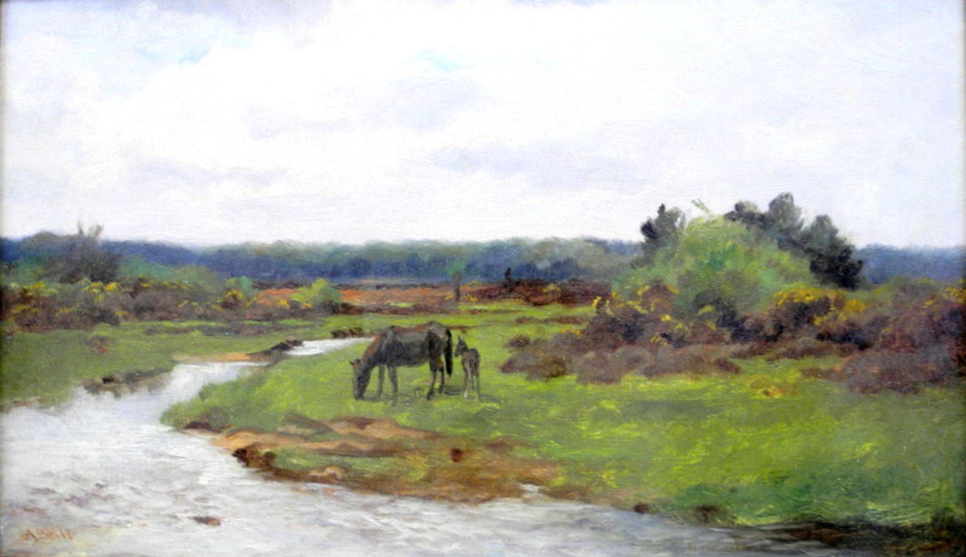 Arthur J. Batt, 1846 - 1911 EnglandÖl/Leinwand. Weidende Pferde. Der britische Tiermaler Batt ließ
