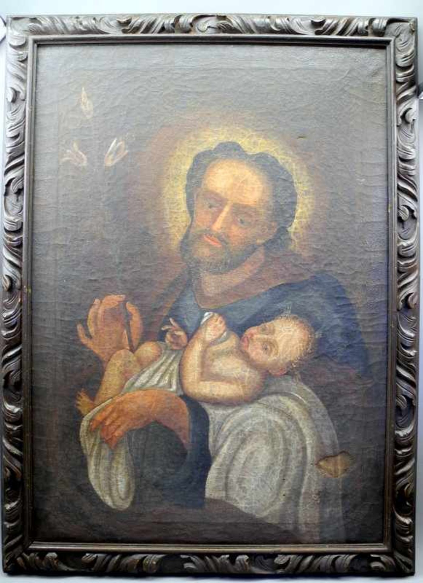 Der heilige Joseph mit Lilienzweig und JesuskindÖl/Leinwand. Altmeisterliche Darstellung des - Image 2 of 5