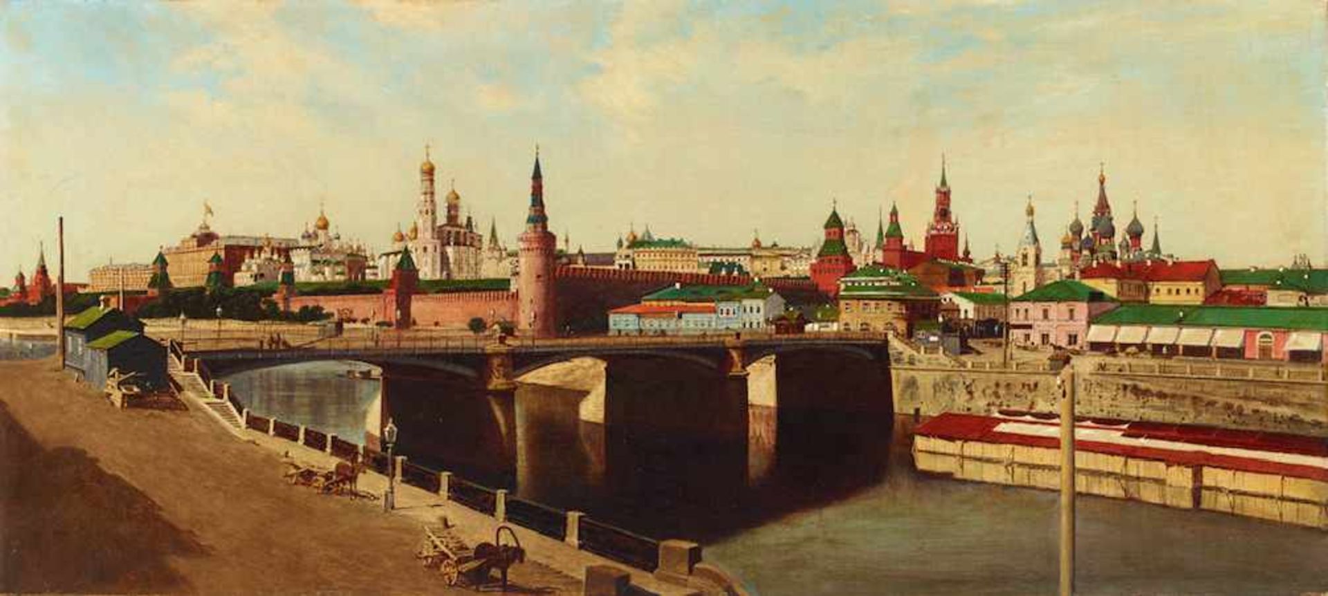 Fotorealistische Ansicht Moskaus um 1900Öl/Leinwand. Detailreich und stimmungsvoll im