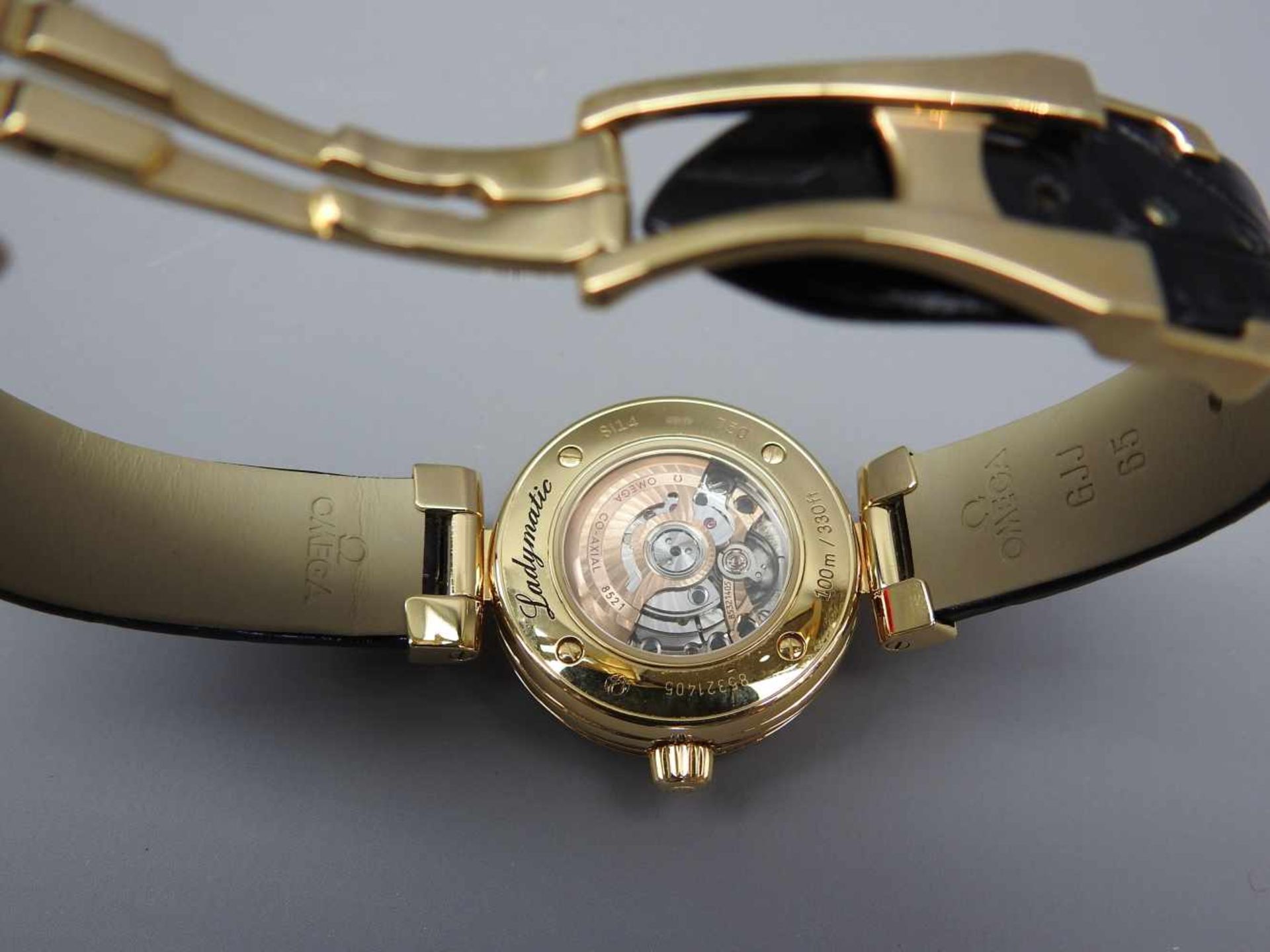 Omega, Ladymatic18 K. Gelbgold, Brillant-Index. Ziffernblatt "MOP" Mother of Pearl mit - Bild 4 aus 5