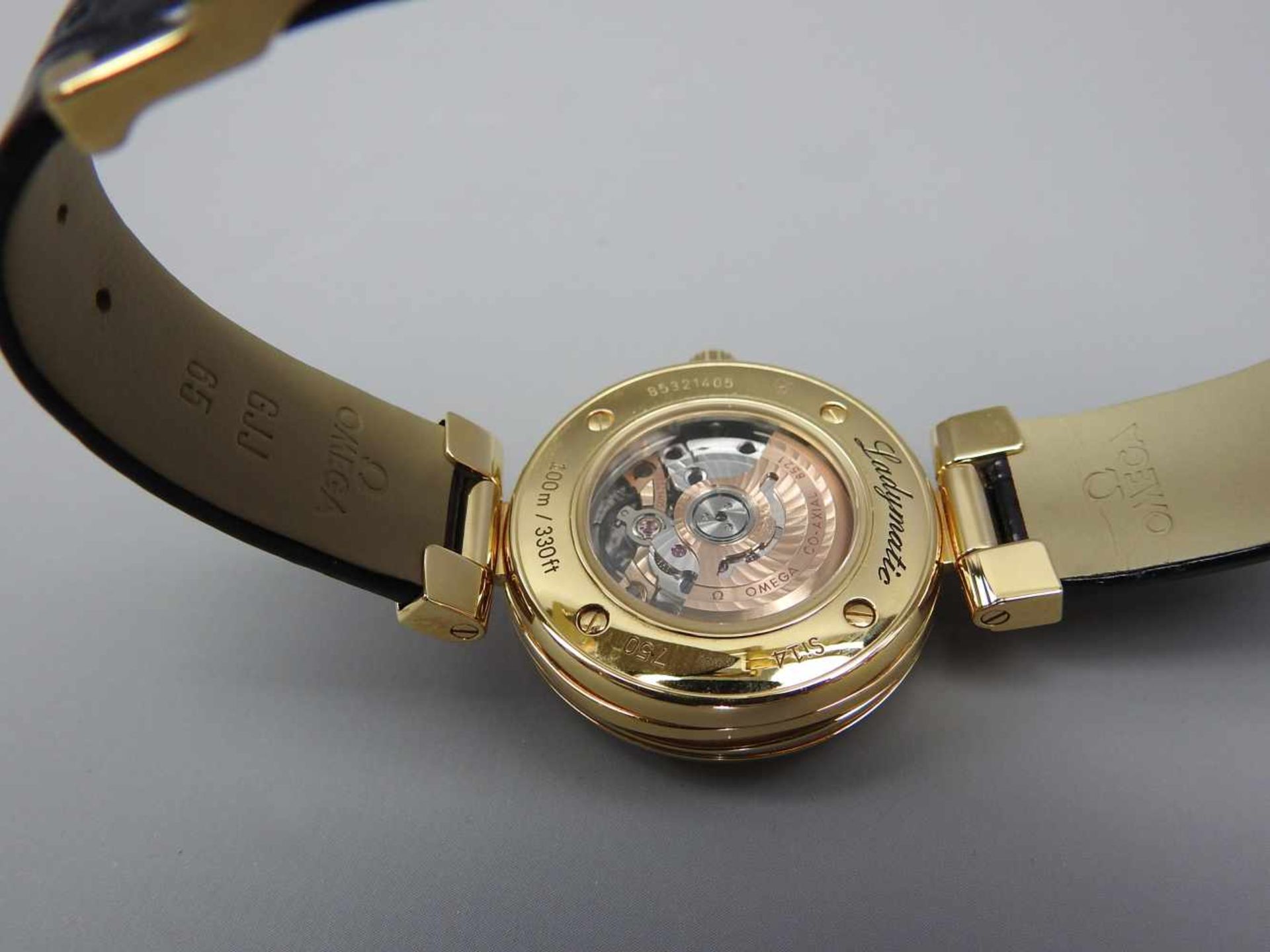 Omega, Ladymatic18 K. Gelbgold, Brillant-Index. Ziffernblatt "MOP" Mother of Pearl mit - Bild 3 aus 5