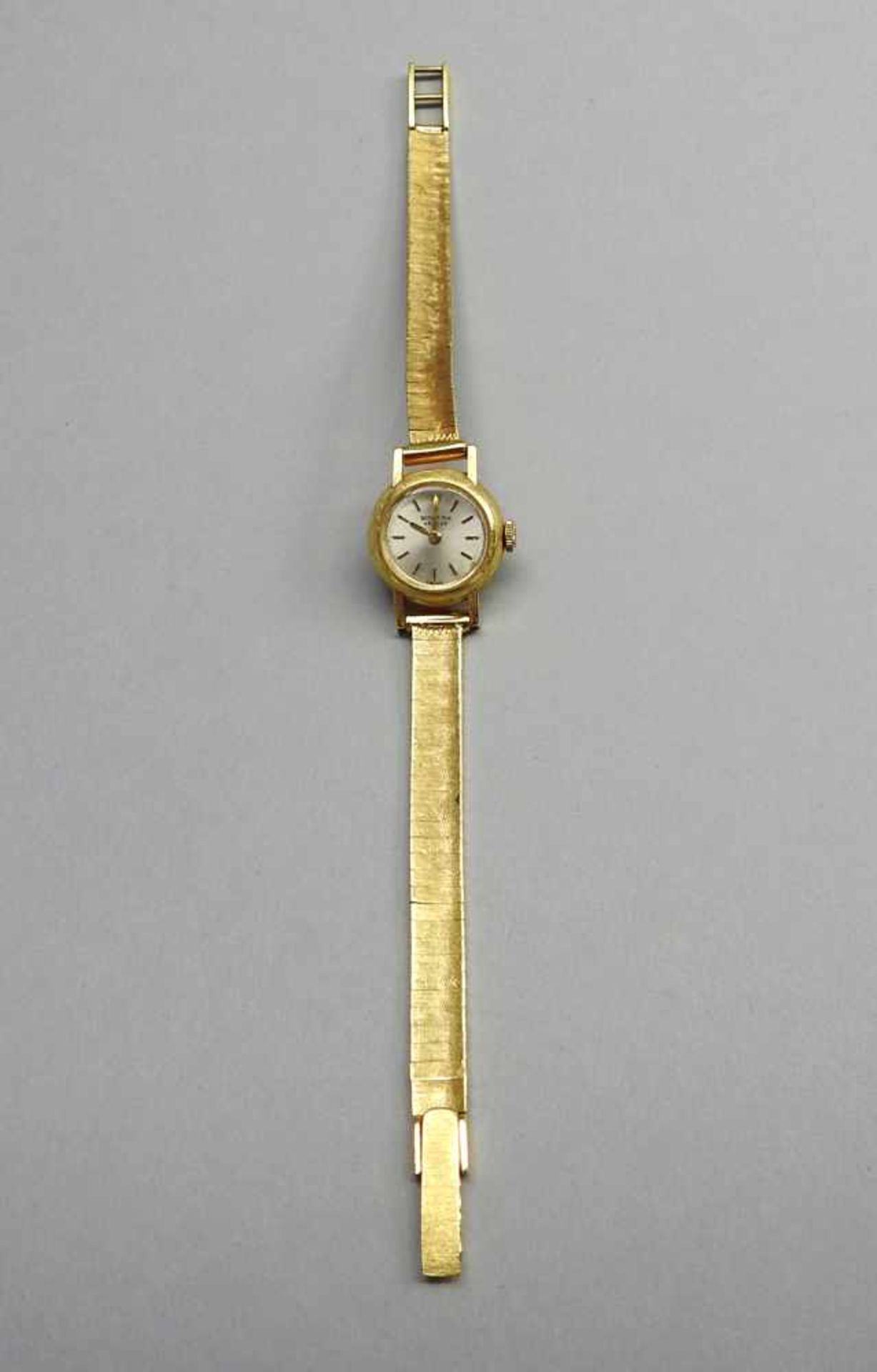 Breitling, Damenuhr18 K. Gold. Feine Damenuhr mit mehrgliedrigem Armband. Altersbedingte gute - Bild 2 aus 2
