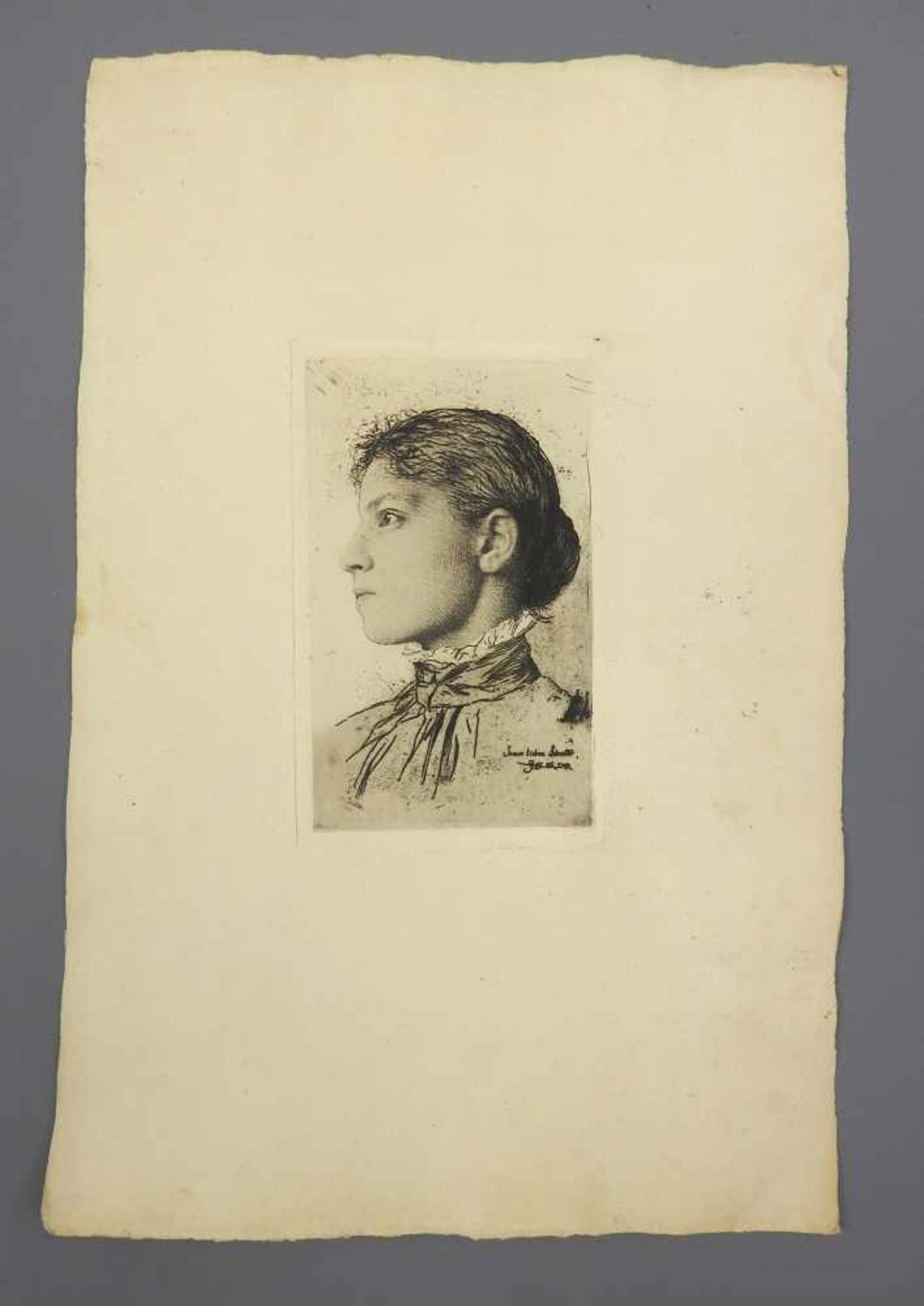 Karl Stauffer-Bern, 1857 Trubschachen - 1891 FlorenzRadierung/Papier. Bildnis der Schwester des