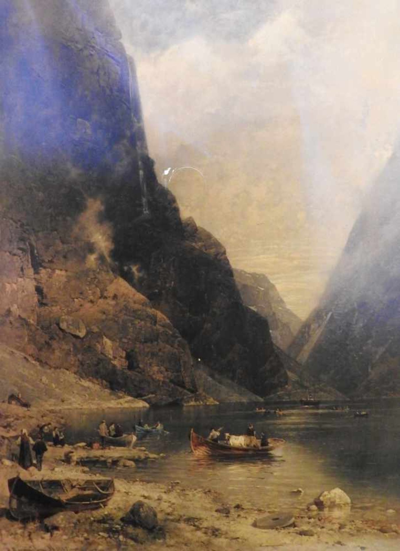 Georg Anton Rasmussen, 1842 Stavanger - 1914 BerlinLithographie/Papier. "Fjordszene". Seine frische,