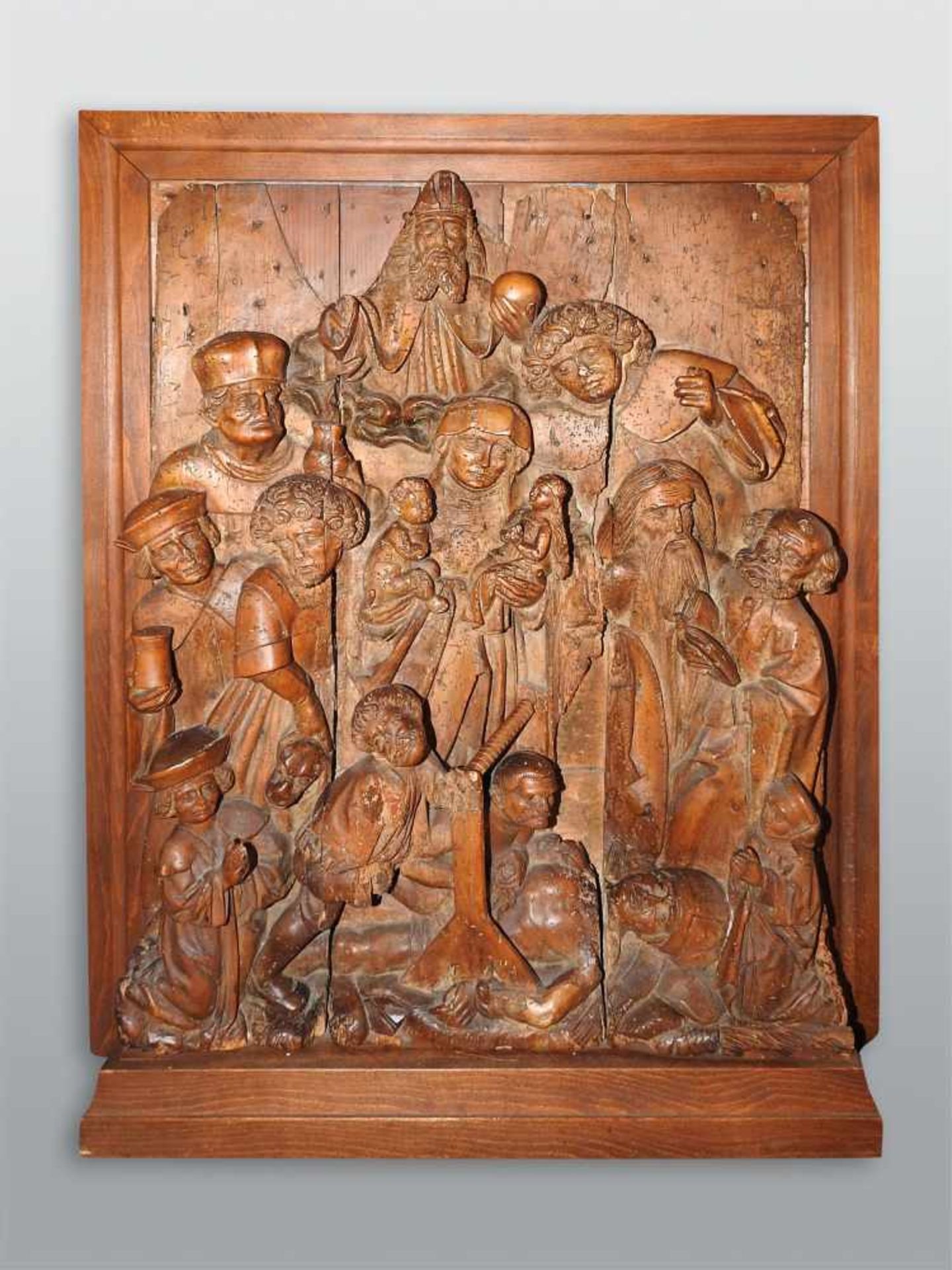 Das Märtyrium des Heiligen LaurentiusIn Eichenholz geschnitztes Relief. Darstellung des auf einem