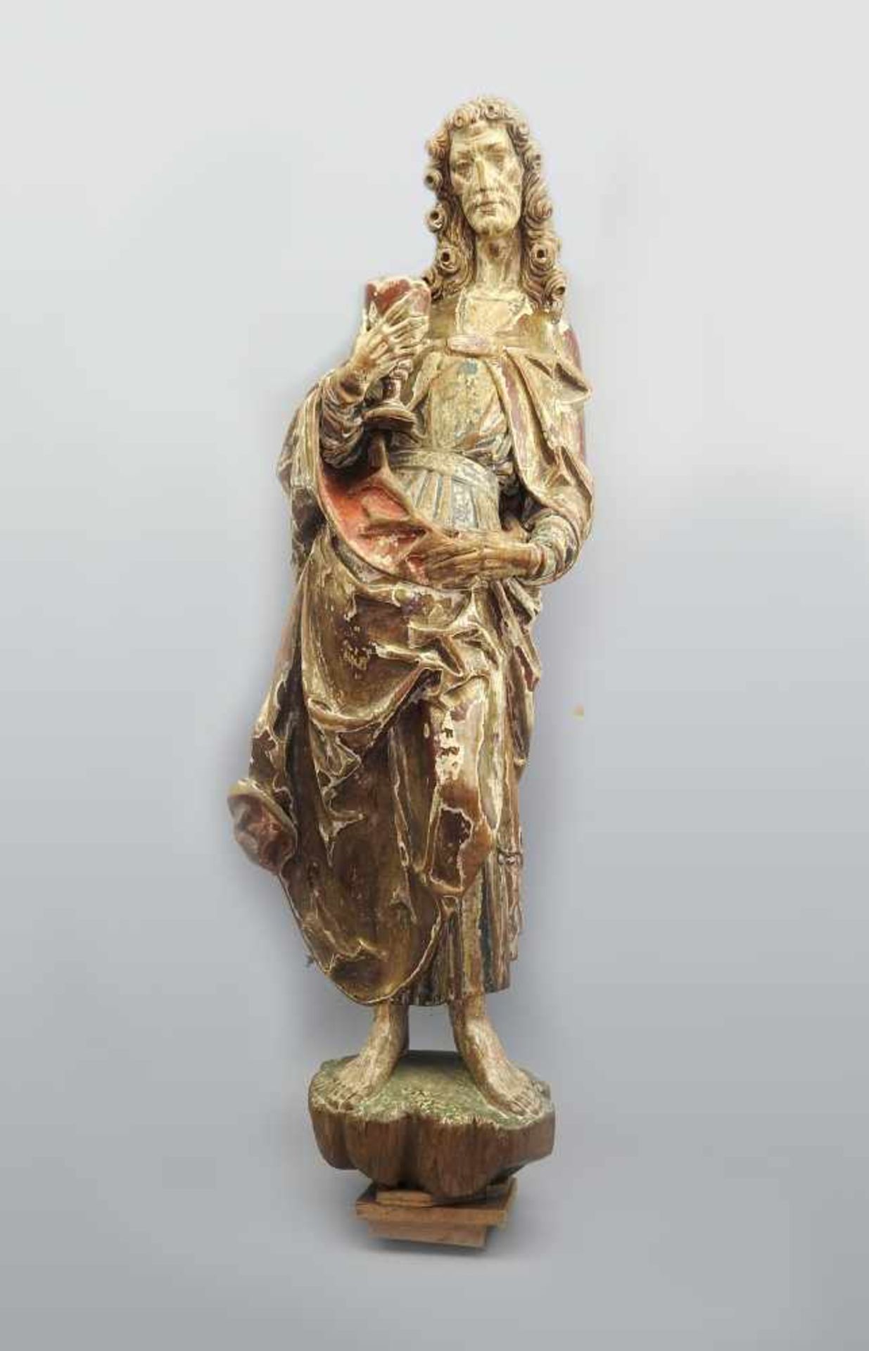 HeiligenfigurGoldene Fassung. Altersbedingte Erhaltung, Wurmfraß. Süddeutschland, um 1700. H x B x T
