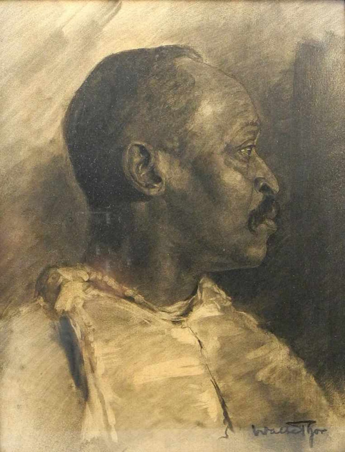 Walter Thor, 1870 Neusalz an der Oder - 1929 MünchenKohle/Papier. Porträt eines Mannes im Profil.