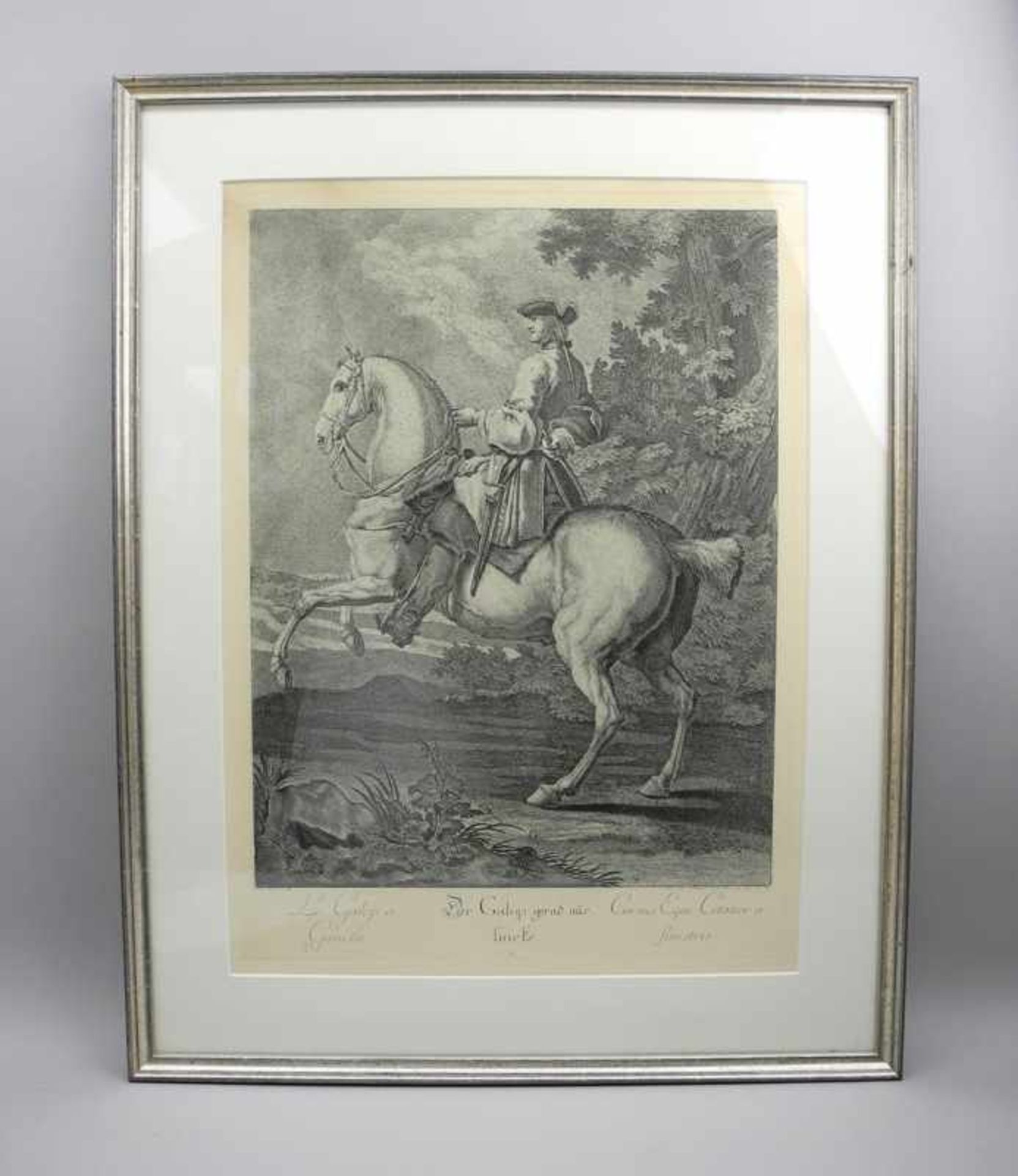 Johann Elias Ridinger, 1698 Ulm - 1767 AugsburgRadierung/Papier. Zweitabzug. Der Galop gerad aus - Bild 2 aus 2