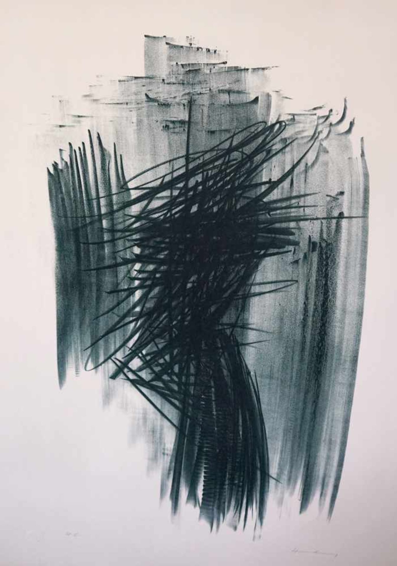 Hans Hartung, 1904 Leipzig - 1989 AntibesLithographie/Bütten. Seine Liebe zur Abstrakten Malerei