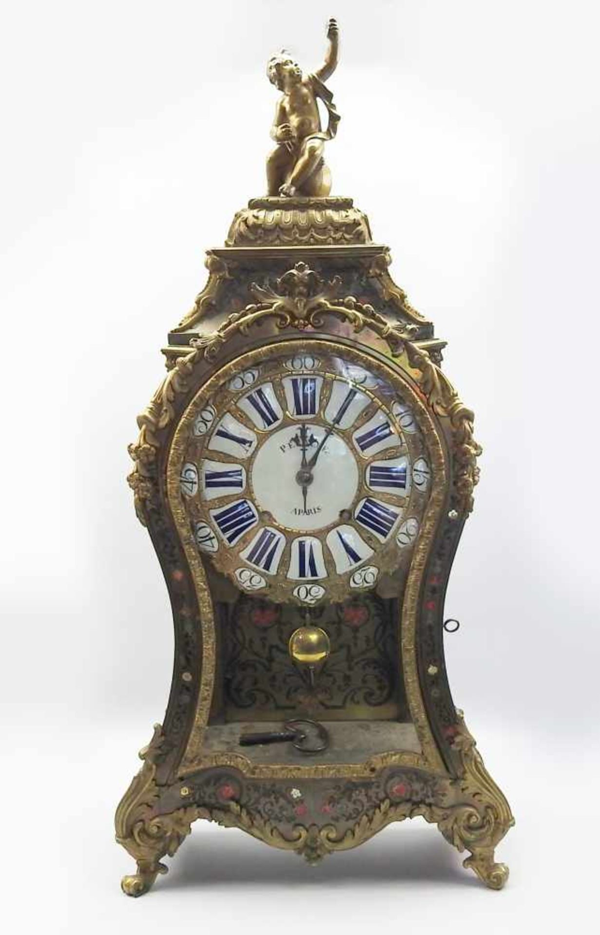 Pérache à Paris, Große WanduhrMetall/Ormoulu/Ziffernblatt aus Emaille. Große Wanduhr mit separater