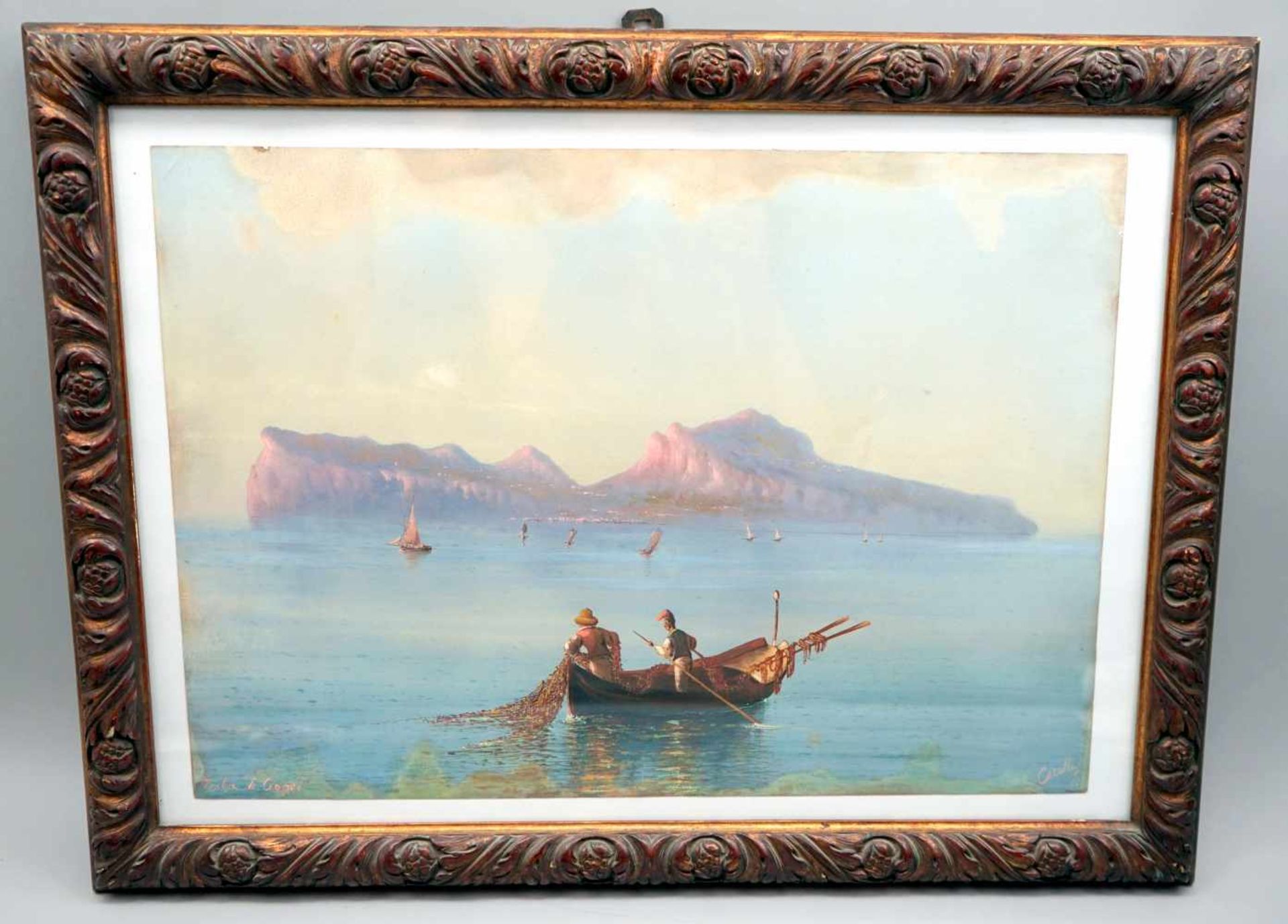 Augusto Corelli, 1853 Rom - 1918 ebendaGouache/Papier. Isola di Capri. Vorwiegend das Genre der - Image 2 of 2