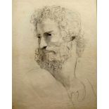 Kopfstudie eines BärtigenBleistift/Papier. Zeichnung eines gelockten Männerkopfes mit Bart,