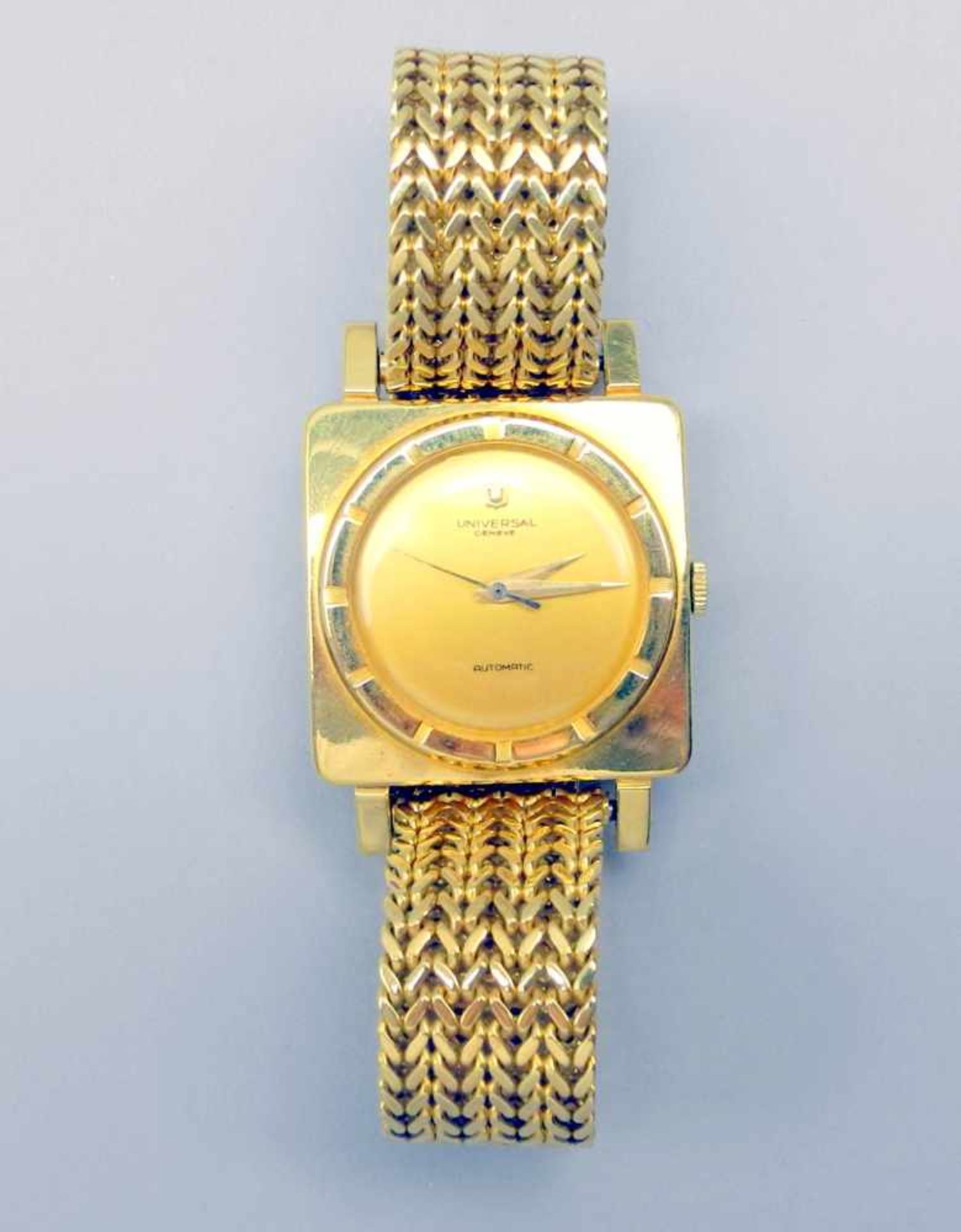 Universal Genève, Armbanduhr18 K. Gelbgold. Automatic-Uhr, gangbar. Schweiz, 1960er-Jahre. L ca.