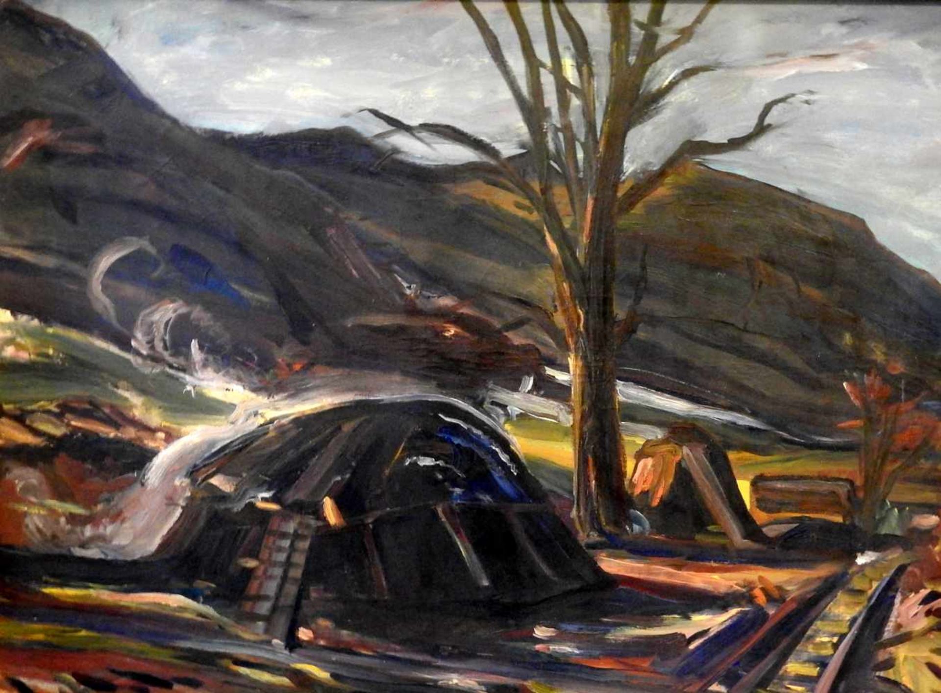 Theodor von Hötzendorff, 1898 Markdorf - 1974 HindlingÖl/Leinwand. Dynamische Landschaftsszene mit