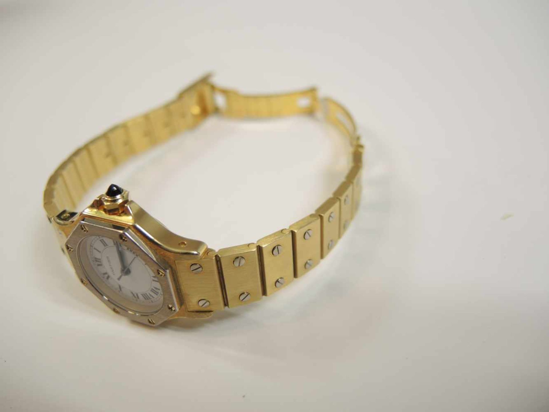 Cartier, Octagon18 K. Gold, bicolor. Automatik. In sehr guter Erhaltung. Ohne Box & Papiere. Ø ca. - Bild 2 aus 2