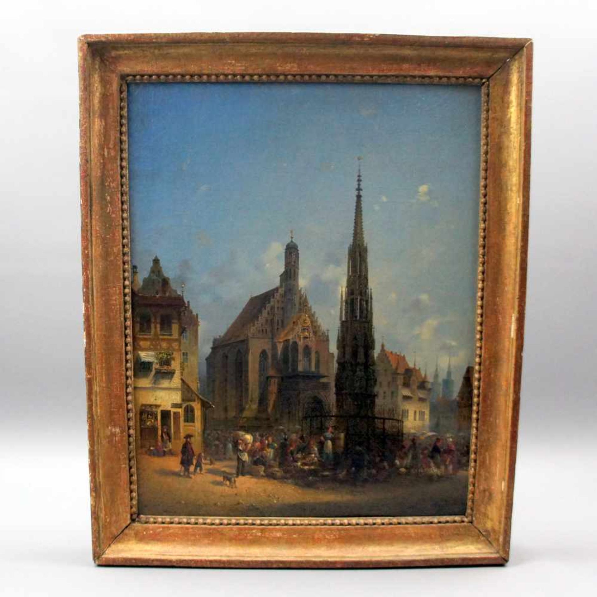 Friedrich Eibner, 1825 Hilpoltstein - 1877 MünchenÖl/Leinwand. Marktplatz mit Frauenkriche in - Image 2 of 4