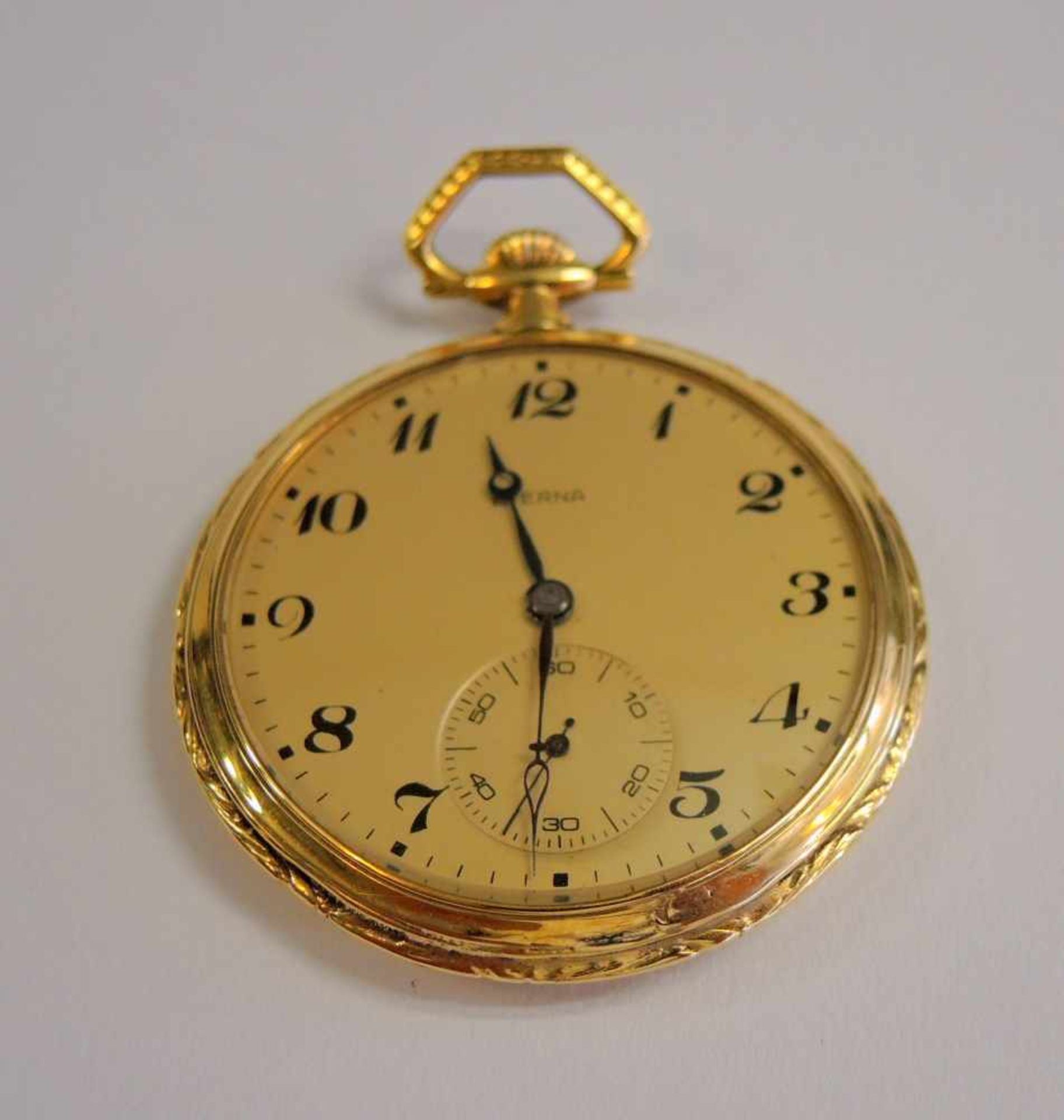 Eterna, Frack-Uhr14 K. Gelbgold, voll gangbar. Um 1920. Ø ca. 50 mm, Gewicht 60 g- - -23.00 %