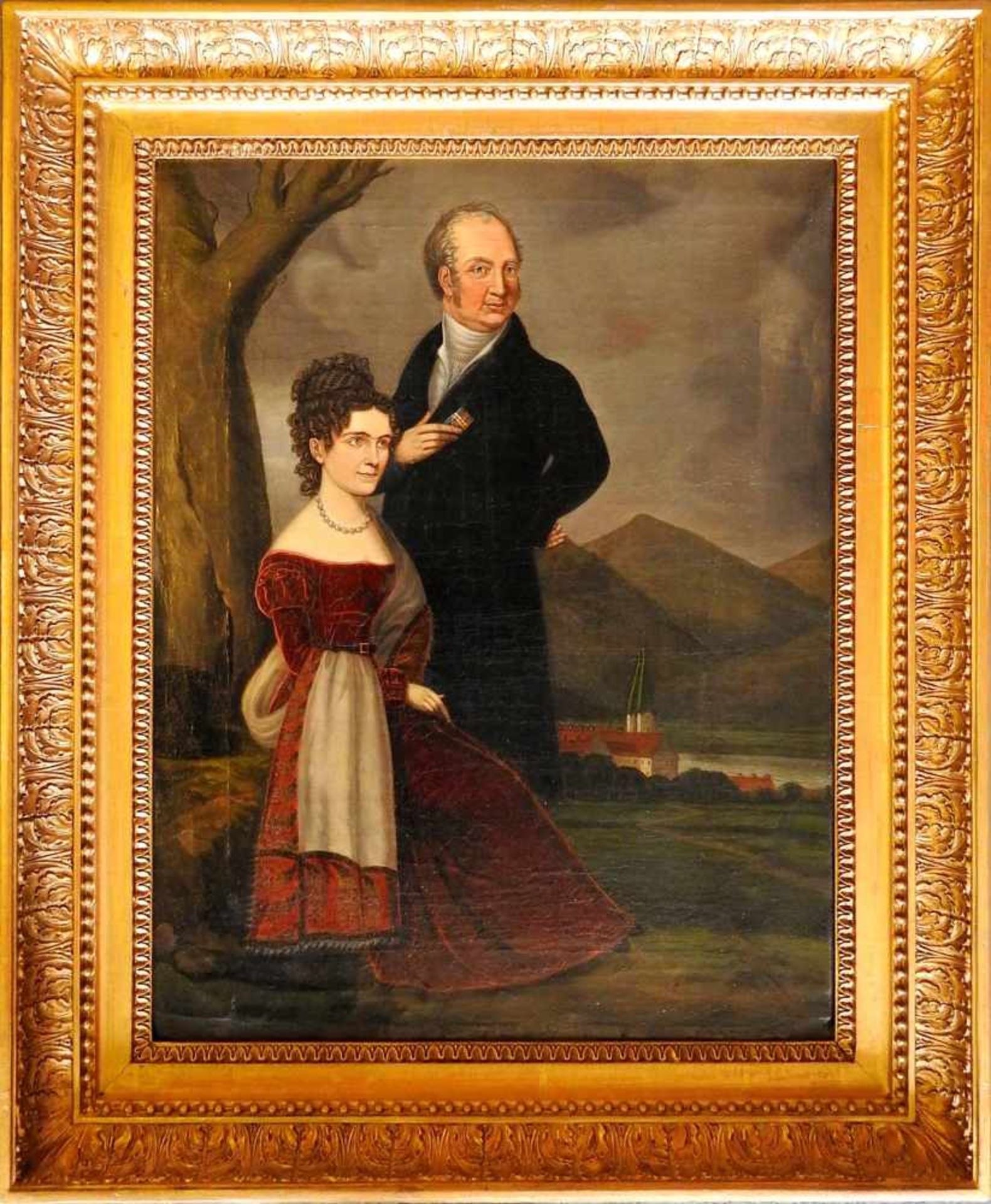 Karoline von Baden und Maximilian I. JosephÖl/Leinwand. Porträt der ersten Königin des Königreich - Image 2 of 2