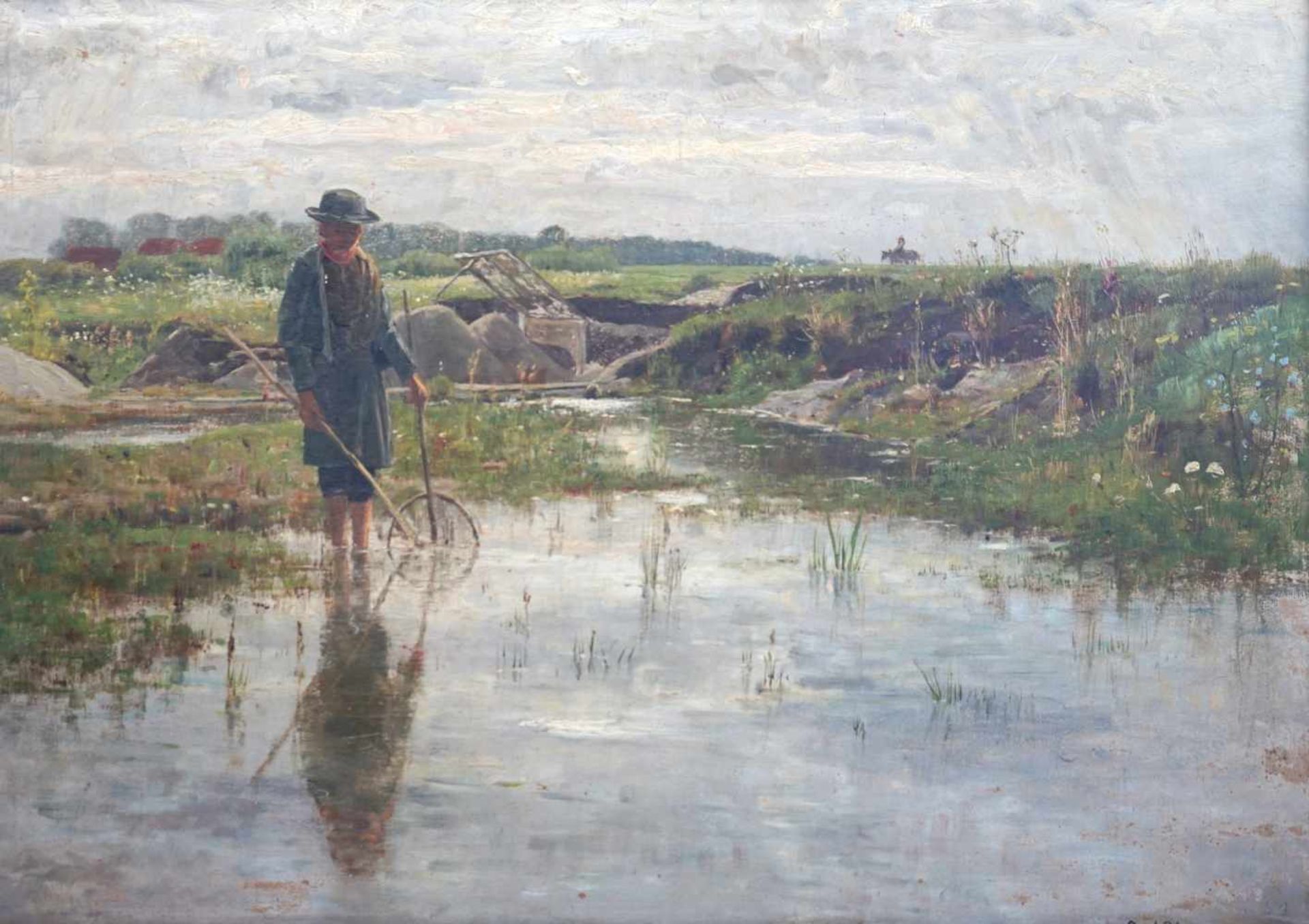 Paul Riess, 1857 - 1933 DeutschlandÖl/Malkarton. Junger Krebsfischer. Der deutsche Maler Riess