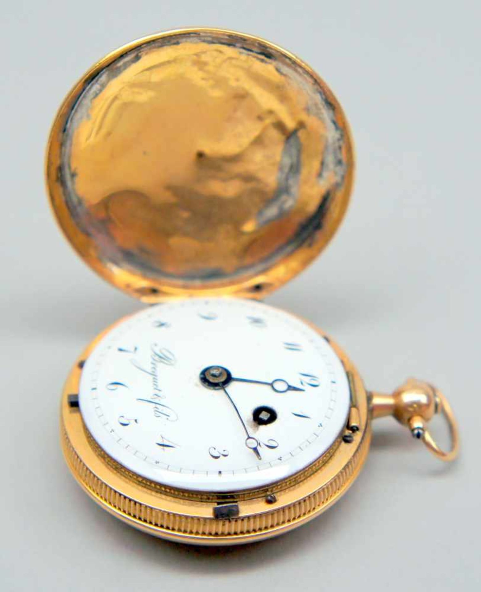 Breguet & Fils, Kleine Gold-Taschenuhr18 K. Gelbgold. Spindel-Taschenuhr. Gangbar, Glasring nicht