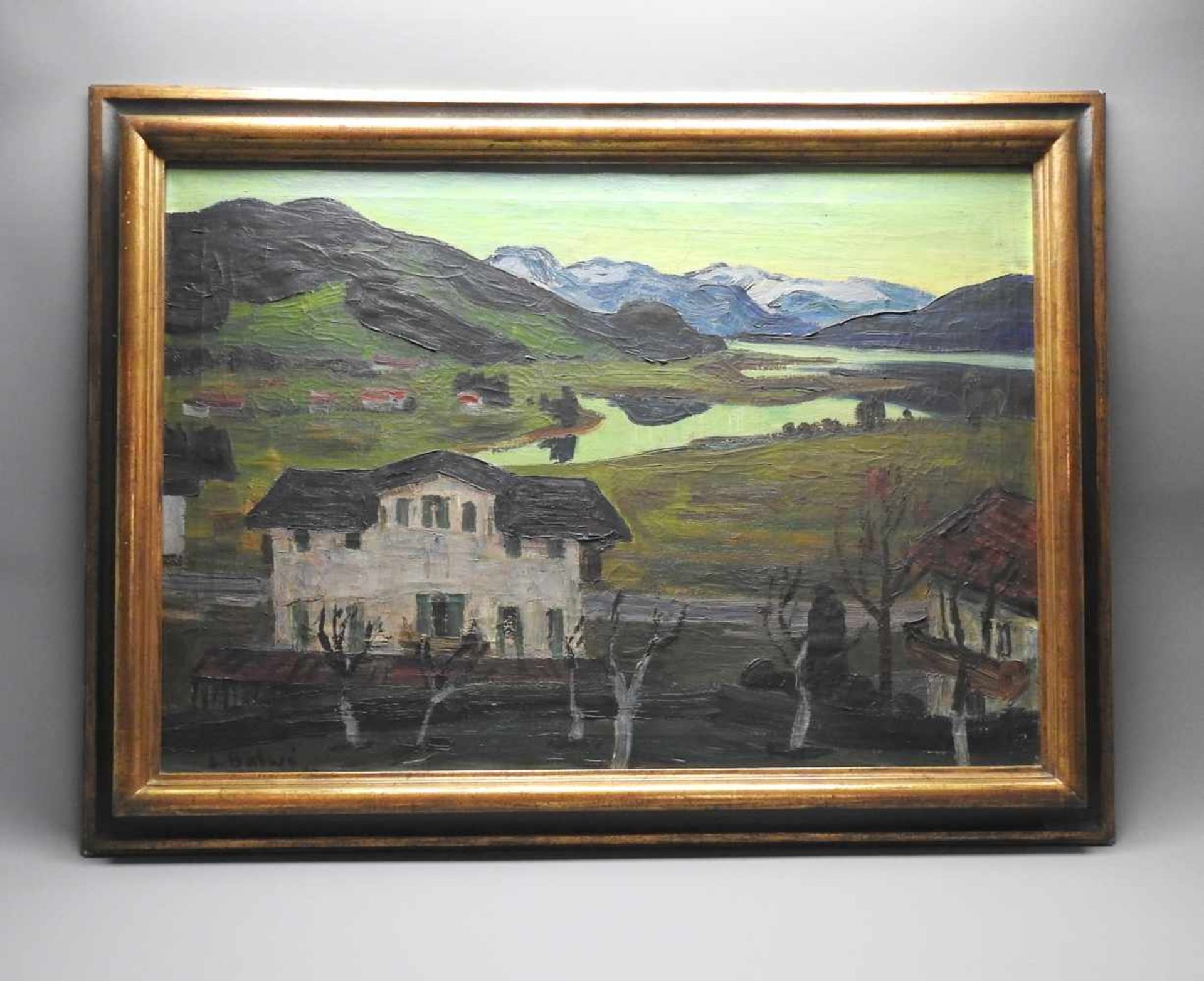 Arnold Balwé, 1898 Dresden - 1983 Feldwies am ChiemseeÖl/Leinwand. Abend am Tegernsee. In den - Bild 2 aus 4