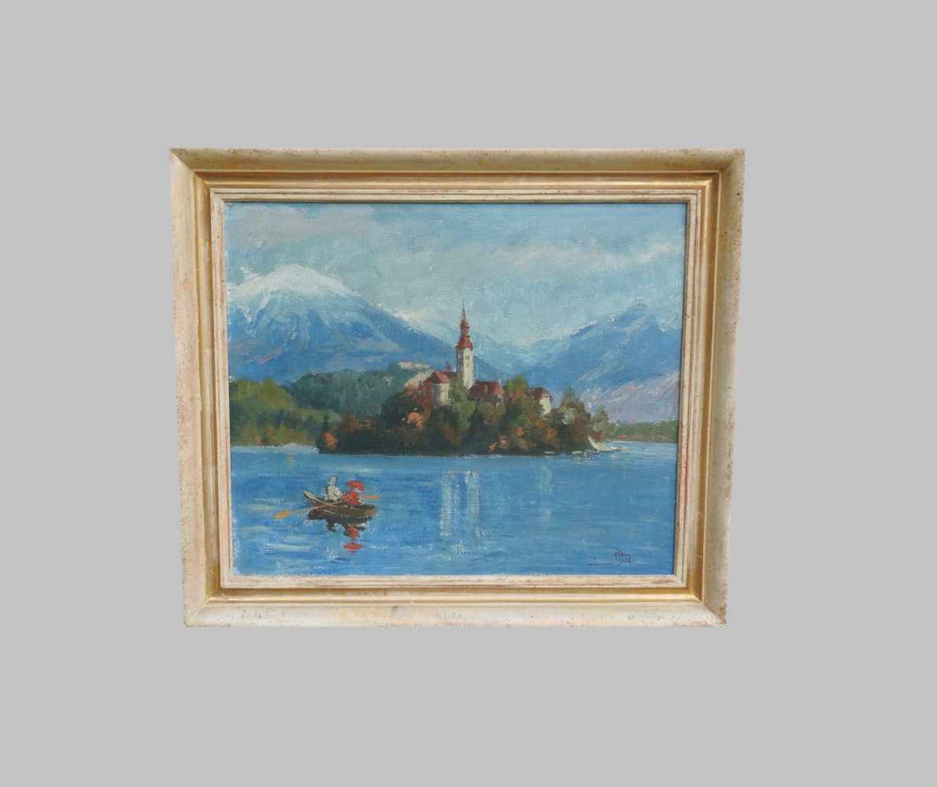 France Godec, 1910 Ljubljana - 1996 ebendaÖl/Leinwand doub. Ansicht der kleinen Insel Blejski Otok - Bild 2 aus 4