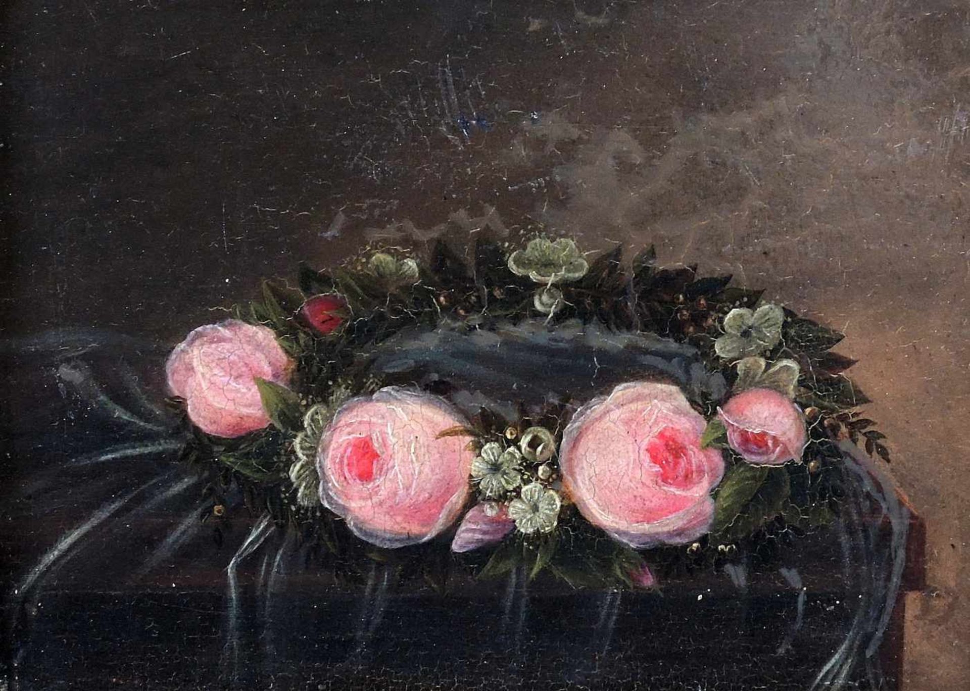 Johann Laurentz Jensen, 1800 Gentofte - 1856 KopenhagenÖl/Holz. Brautkranz mit Rosen. Jensen war