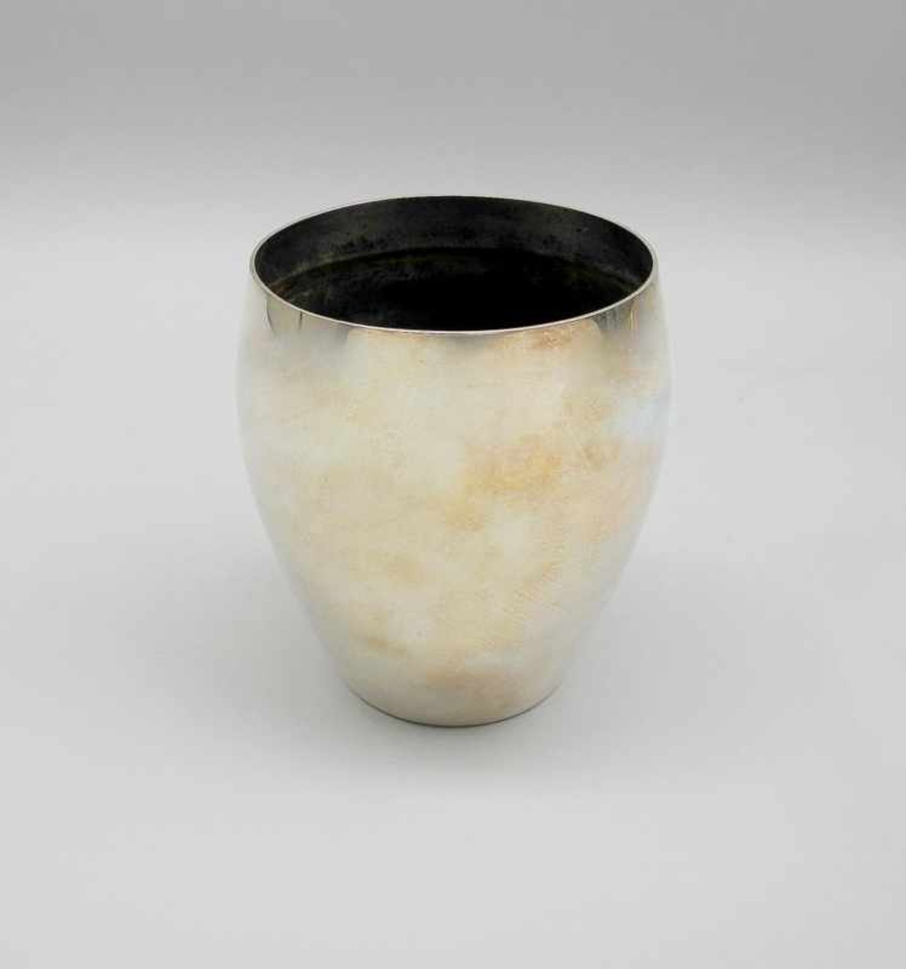 Versilberte VaseSilber plated, ungemarkt. Bauchförmige Vase, die sich durch schlichte Eleganz