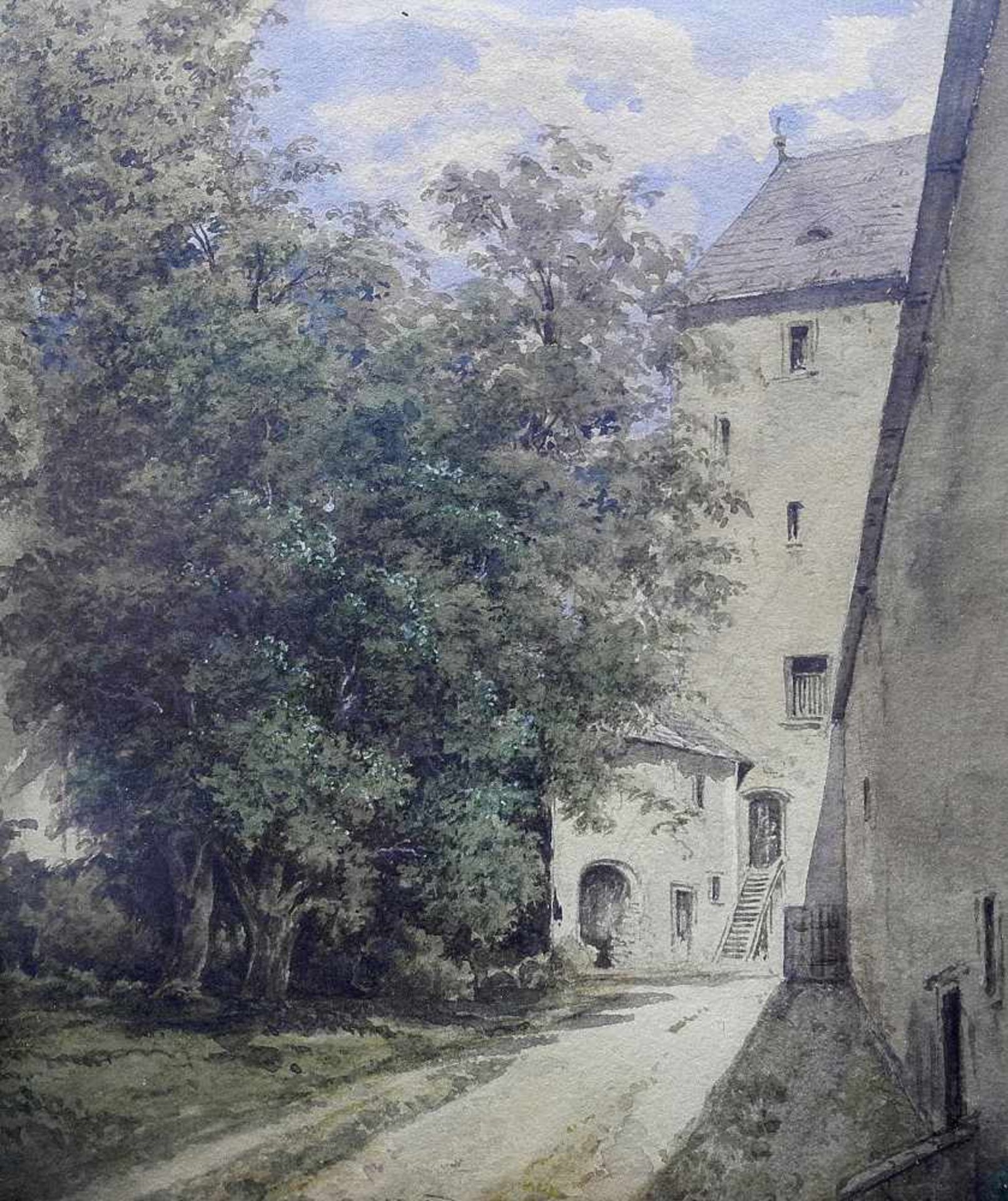 Rudolf von Alt, 1812 Alservorstadt - 1905 WienAquarell/Papier. Sommergarten in der Mittagssonne.