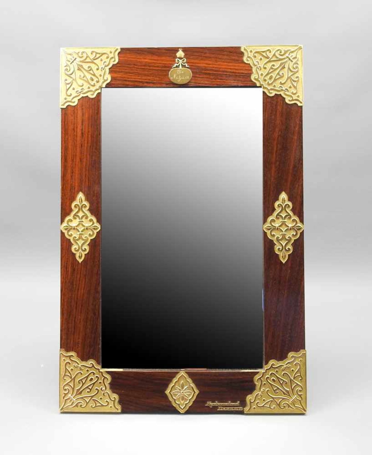 Spiegel des englischen Königshauses18 K. Gelb-Gold/Spiegelglas/Edelholzrahmen. Gold punziert mit