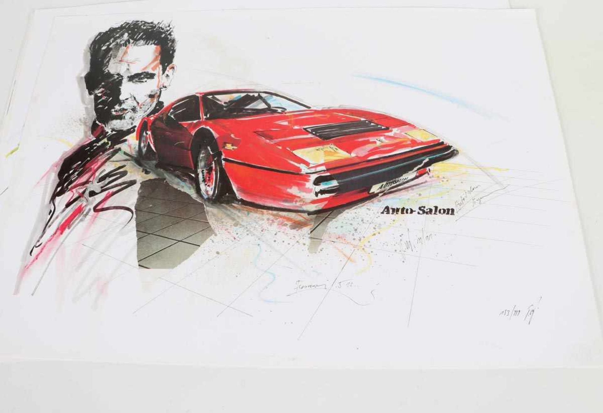 Ferrari-Mappe mit 12 OffsetdruckenMonogrammiert P.W. von 1991 bis 1992. Auflagen 999 Exemplare. - Bild 4 aus 6