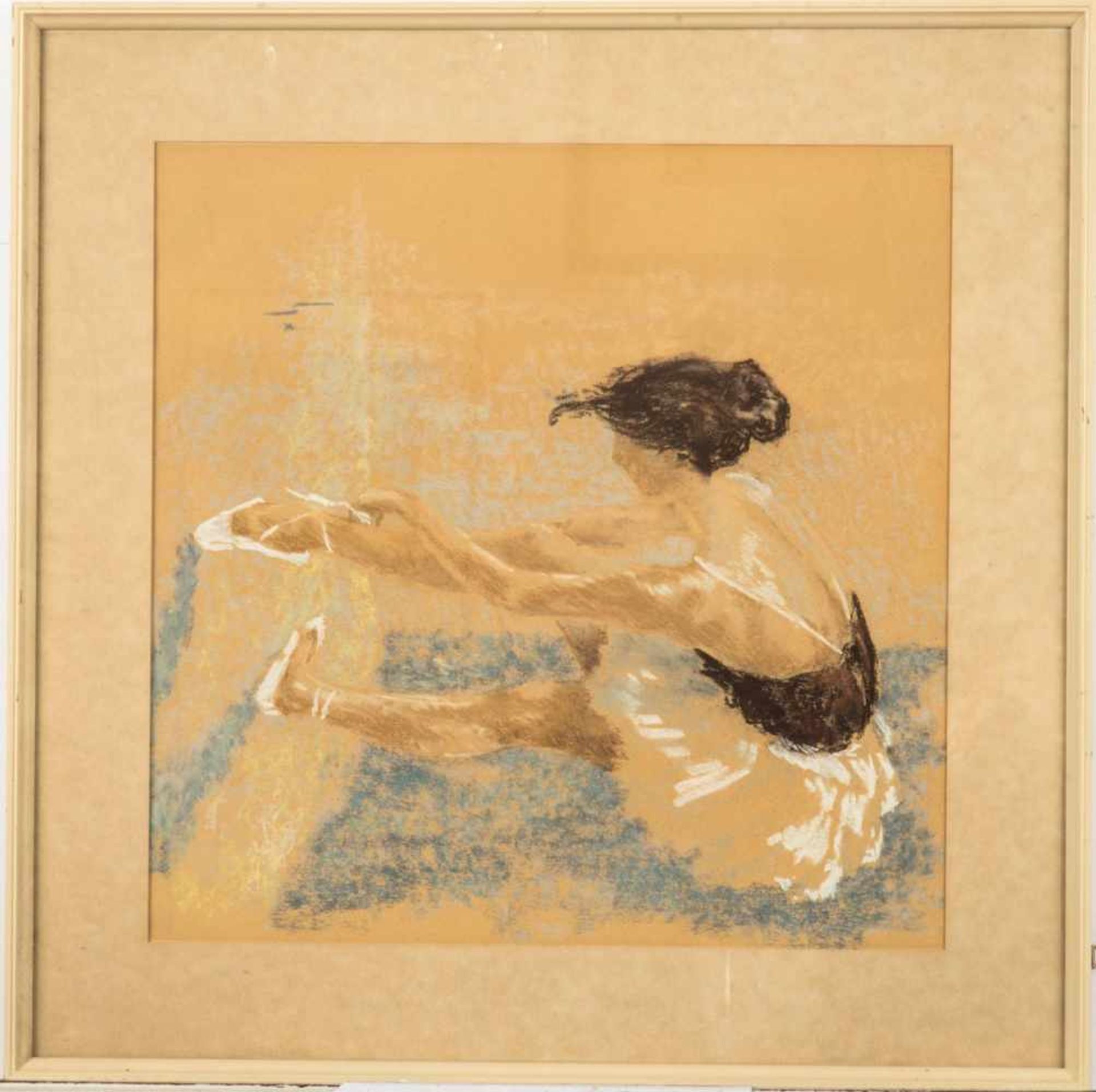 BalletttänzerinKreide Pastell Malerei, 41 x 40 cm, unter Glas gerahmt 53,5 x 53,5 cm.