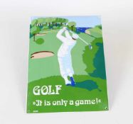 Werbeschild "Golf"Weichblech, polychrom emailliert. Herst. Heinz-W. Hommel, Herford 1986. Lim.