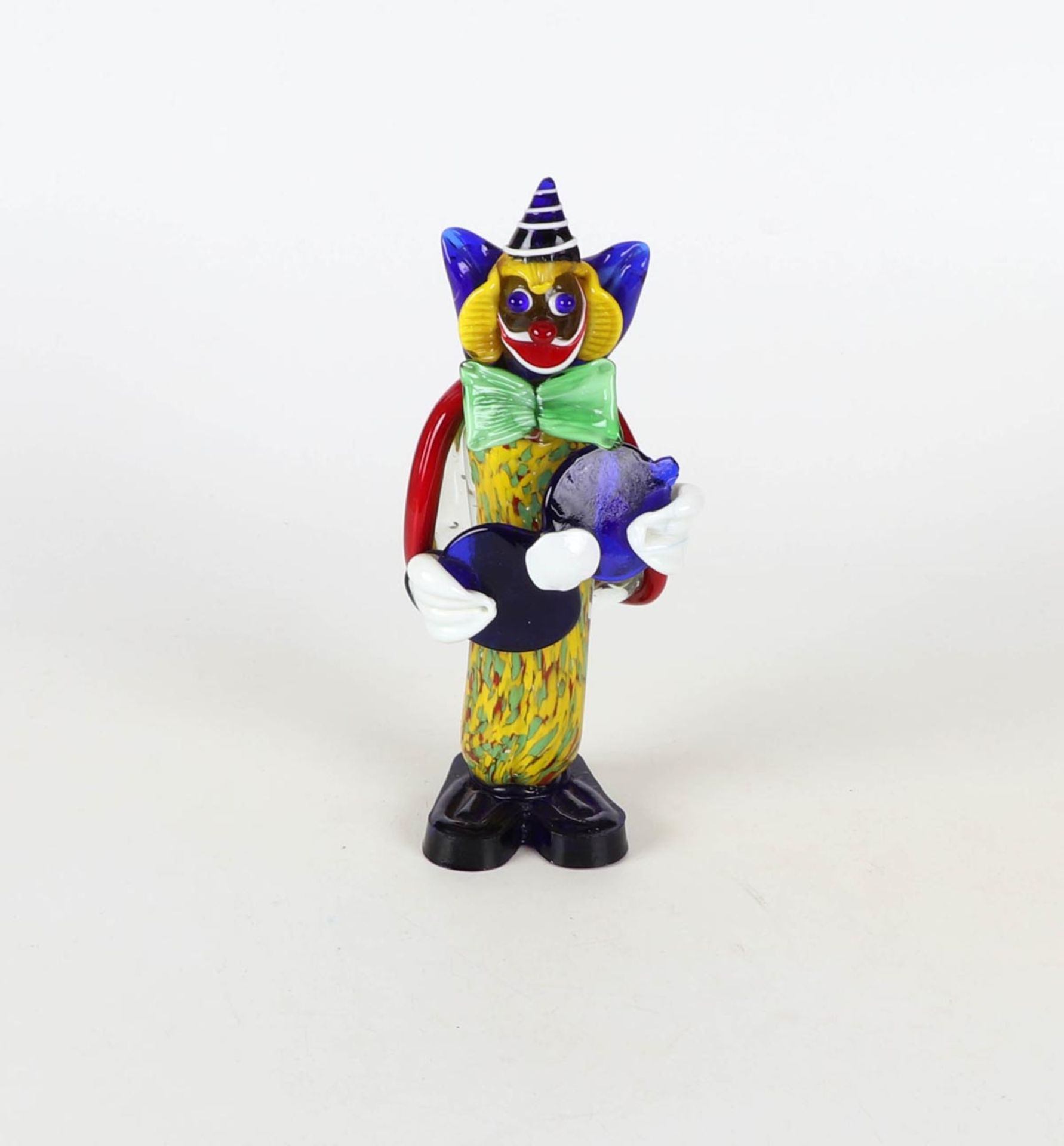 Clown, MuranoFarbloses Glas mit bunten Einfärbungen und Überfängen. Figur des Clowns mit