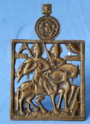 Bronzeikone mit den Heiligen Boris und Gleb,Russland, 18. Jahrhundert.Durchbrochen gearbeitet, 14,