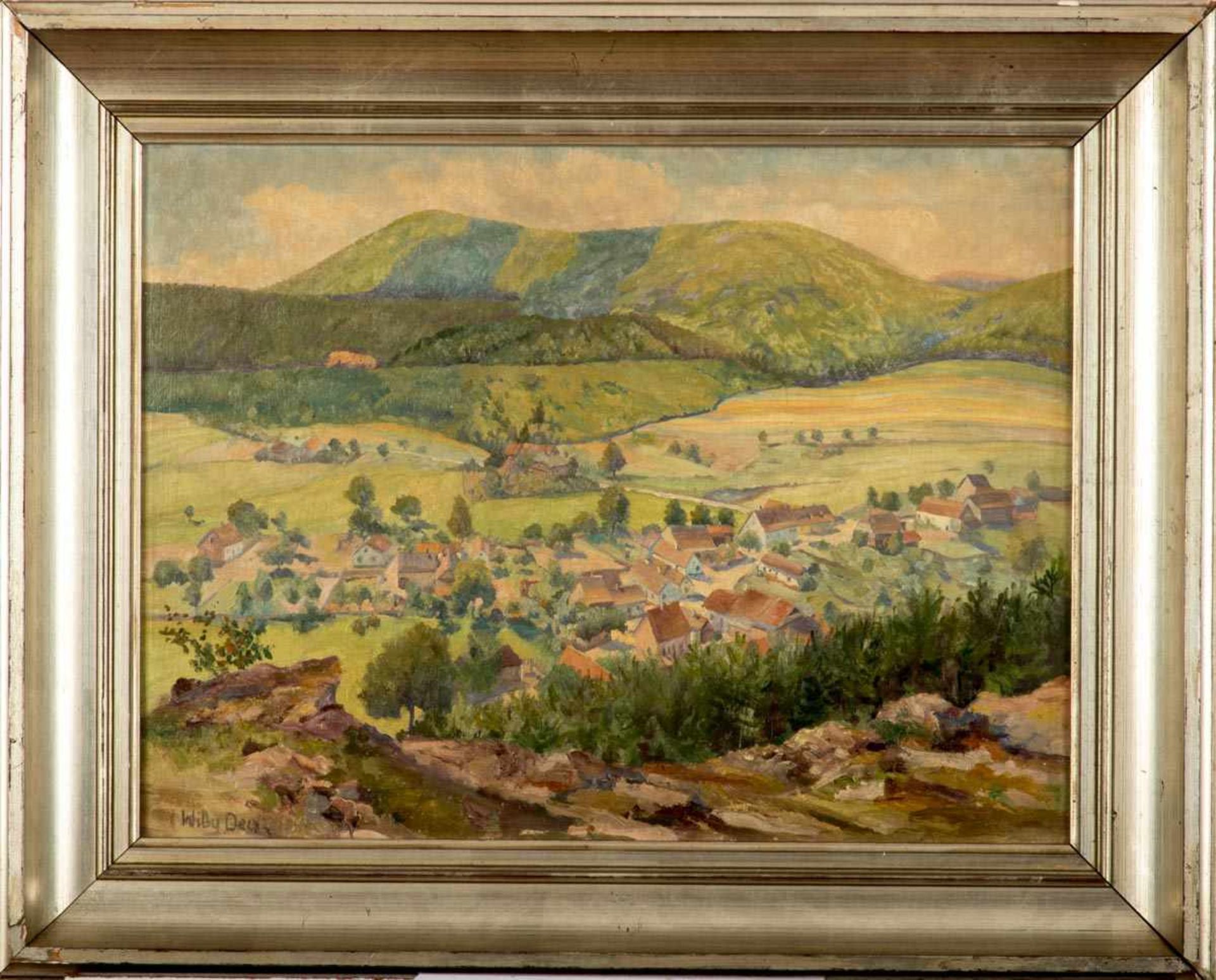 Deutschmann, Willy, 1880 Oberflörsheim/Alzey-1960 Petersbächel.Partie im Wasgau, Blick über Felder