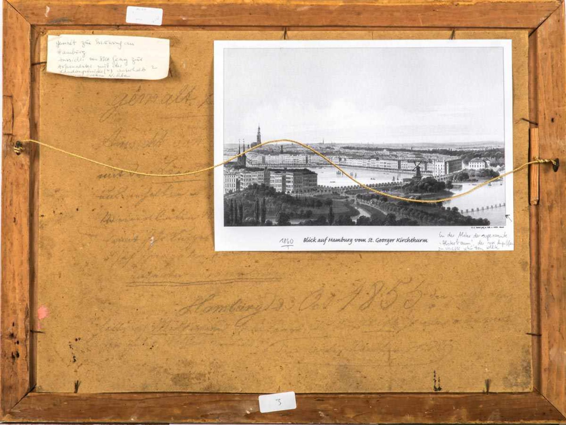 Gurlit, Louis, attr.Ansicht von St.Georg, Hamburg zur Außenalster mit Landungsbrücke. Öl/Karton. - Bild 2 aus 2