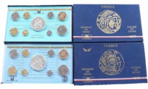 2 Münzsätze Frankreich, Fleurs De Coins 1977/78